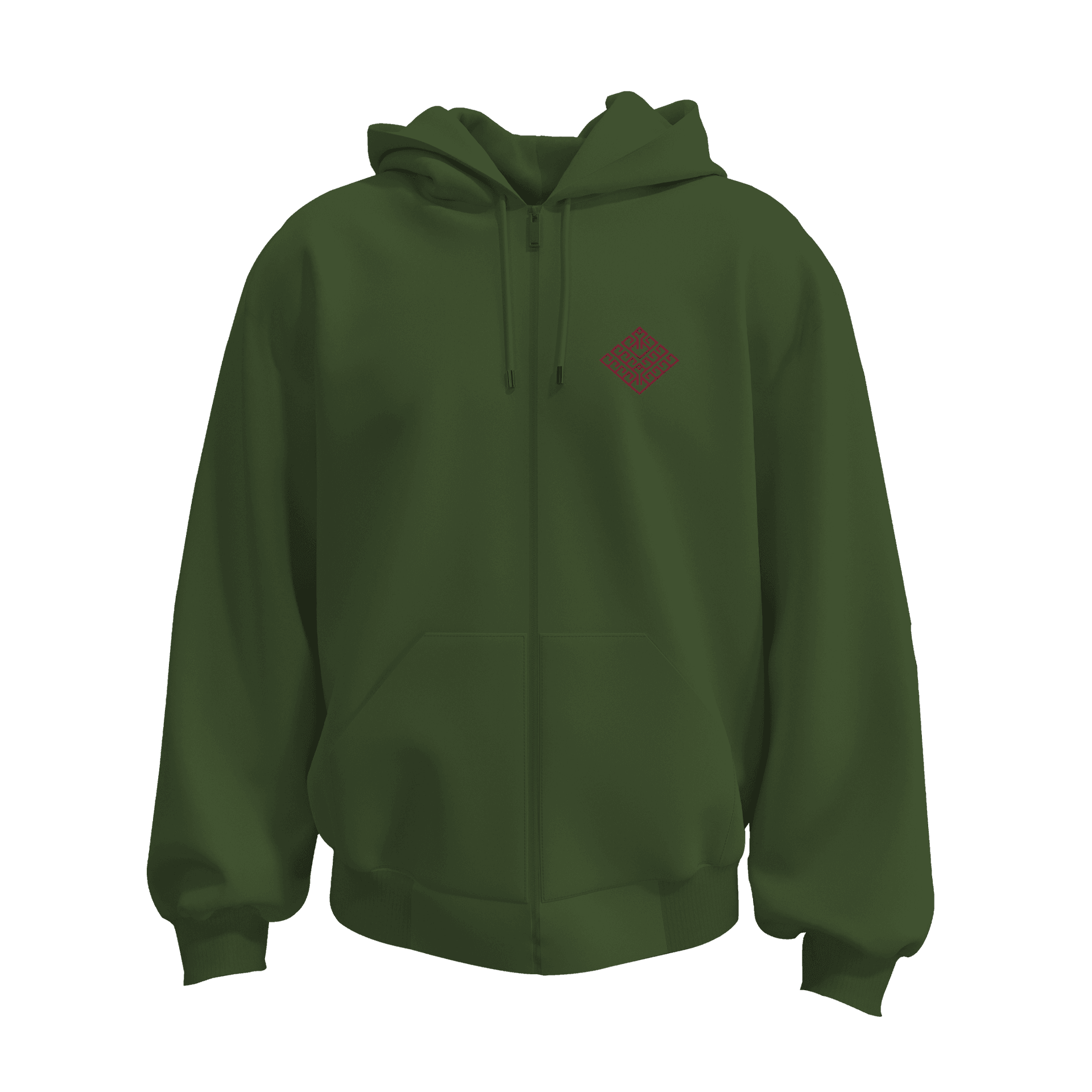 Ygdrasil III  Ön Nakışlı  Arka  Baskılı  Nordic Series (Unisex Fermuarlı Hoodie )