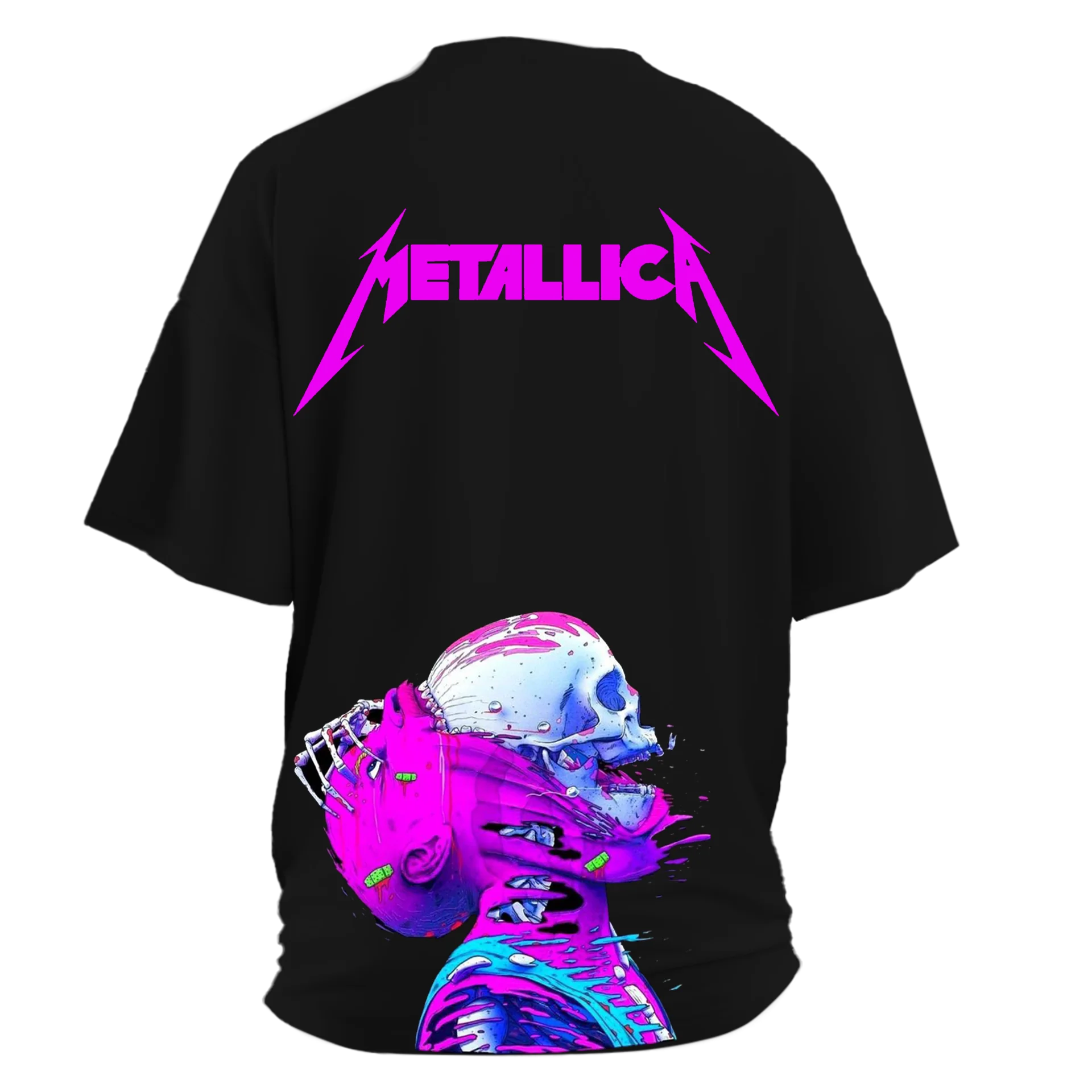Metallica      Ön ve Arka   Baskılı   ( M Siyah    Regular  TEK Beden Outlet Ürün)