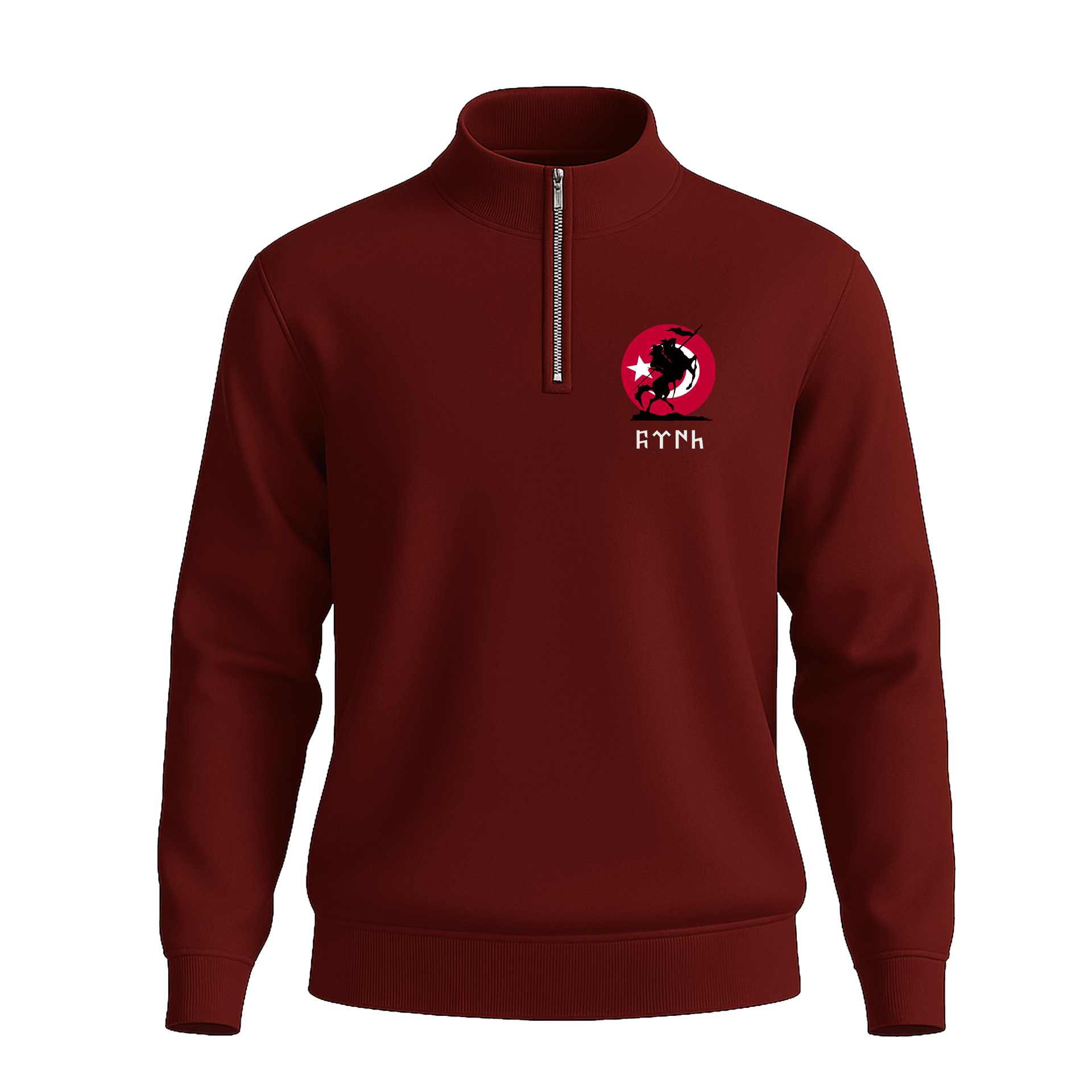 Türk Atlısı  Ön Ve Arka  Baskılı (Unisex Yarım Fermuarlı Sweat)