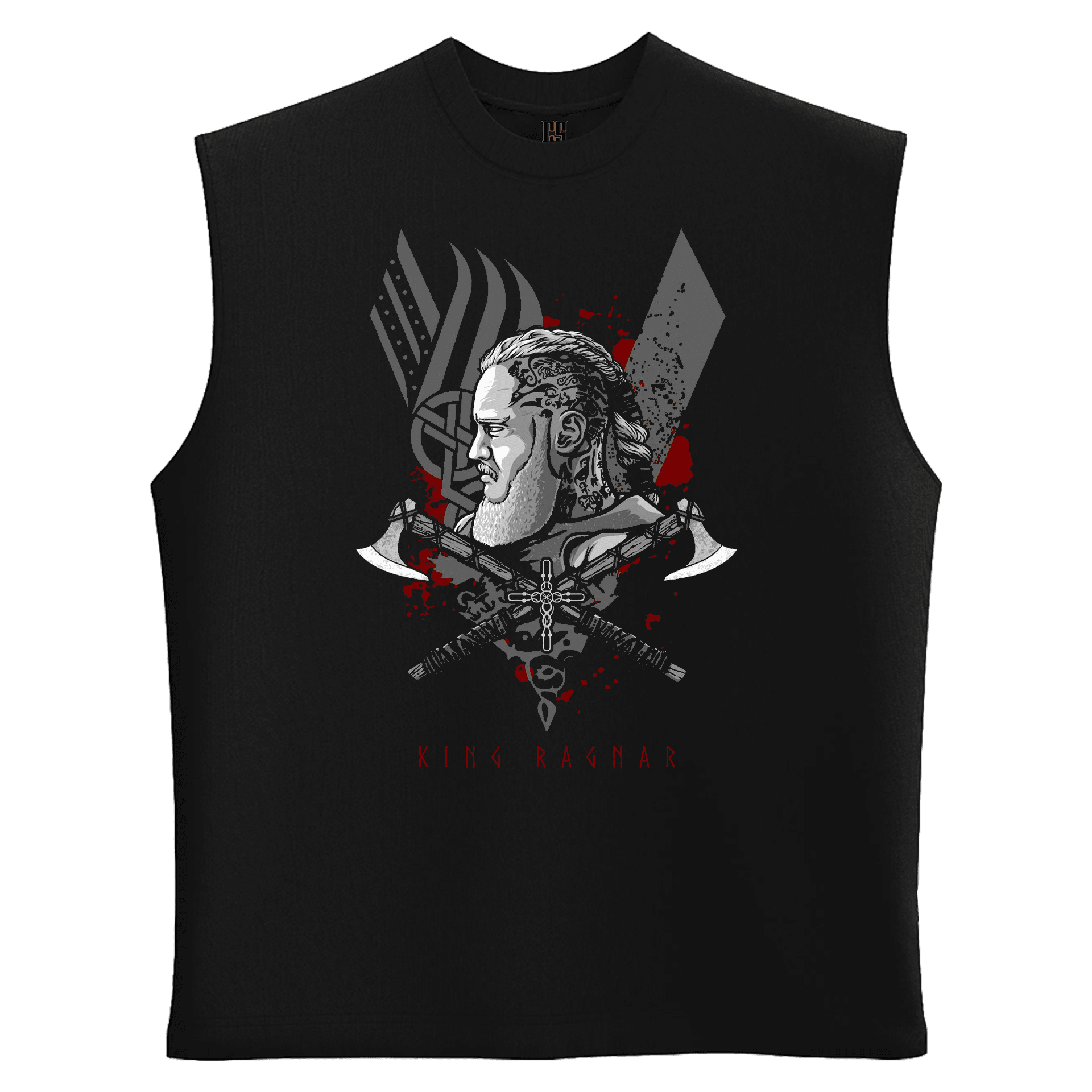 King Ragnar Ön Baskılı Nordic   (Unisex Sleeveless Atlet )