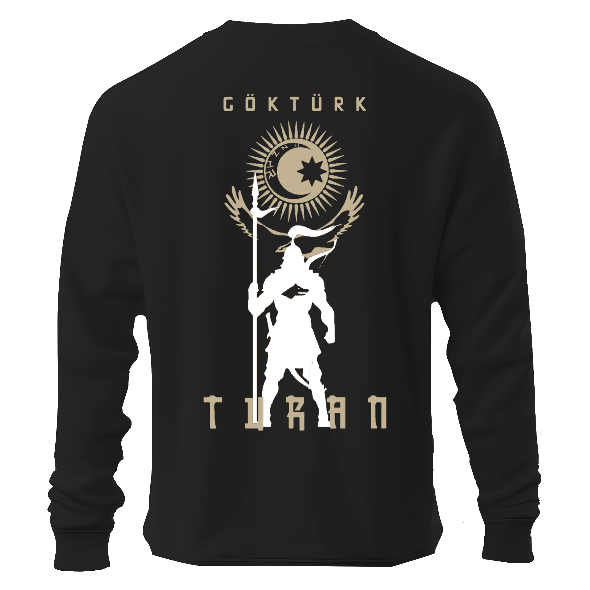 Göktürk 4XL   Siyah  Ön  ve Arka BASKILI Kapüşonsuz ( Outlet Tek Beden) 