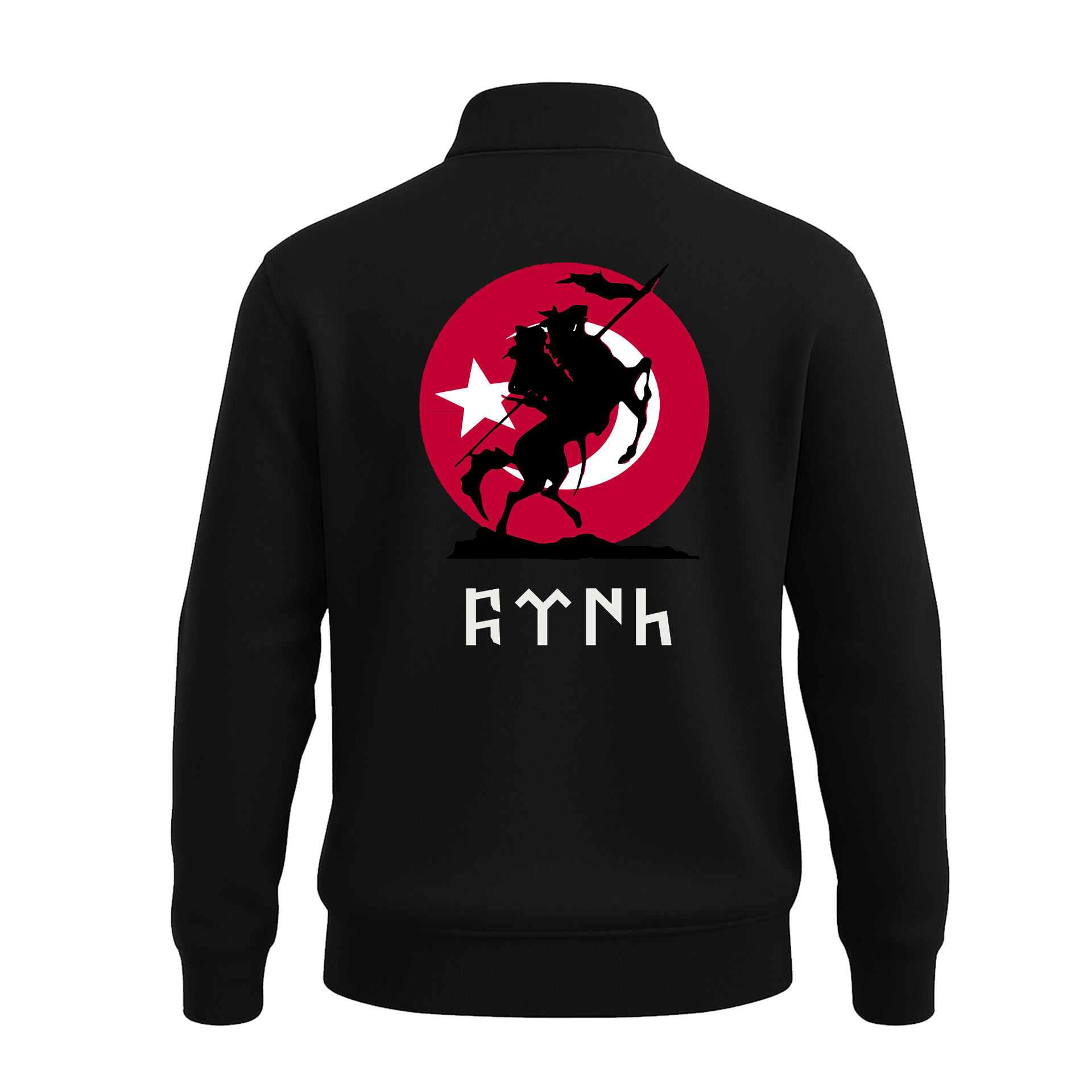 Türk Atlısı  Ön Ve Arka  Baskılı (Unisex Yarım Fermuarlı Sweat)