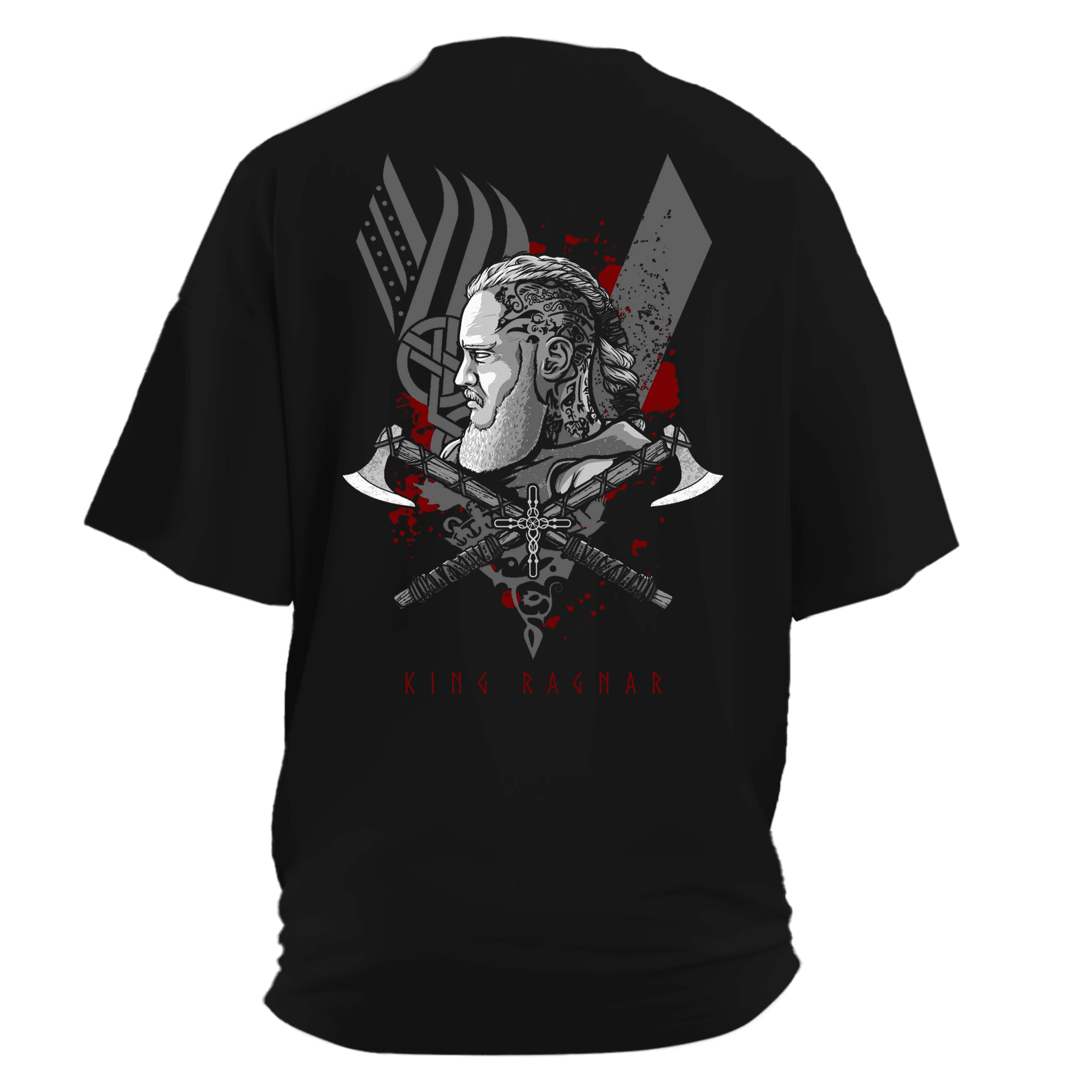 King Ragnar  Ön Ve Arka Baskılı Nordic(Unisex Tişört)