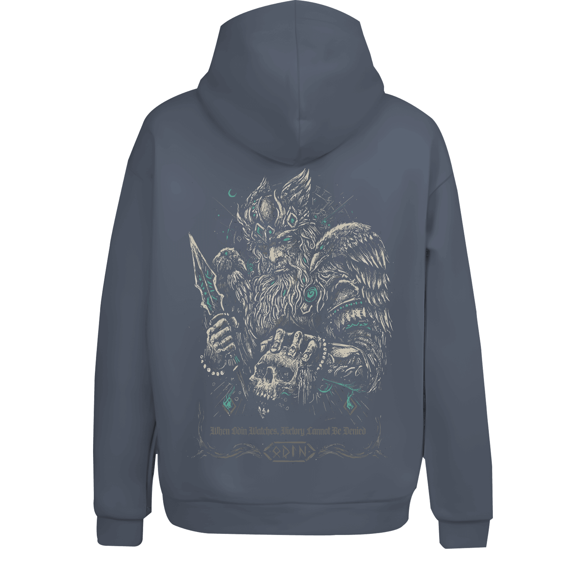  When Odin watches, victory cannot be denied   Ön Ve Arka Baskılı Nordic  (Unisex Hoodie)