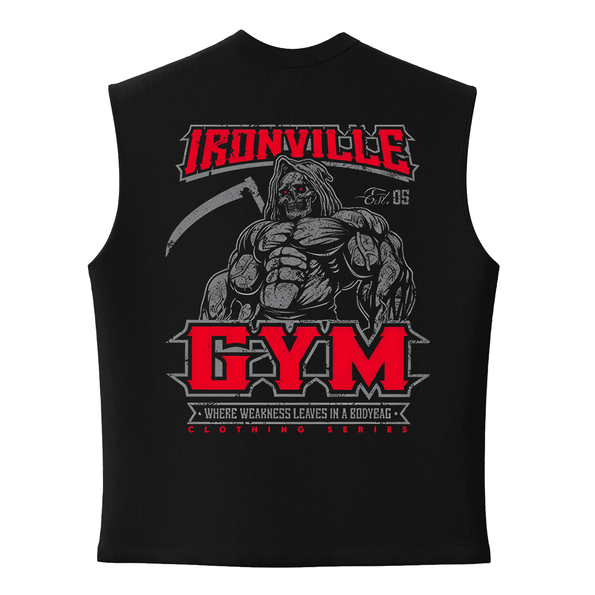 İronville Gym  Ön ve  Arka Baskılı Spor Series  (Unisex Sleeveless Atlet )