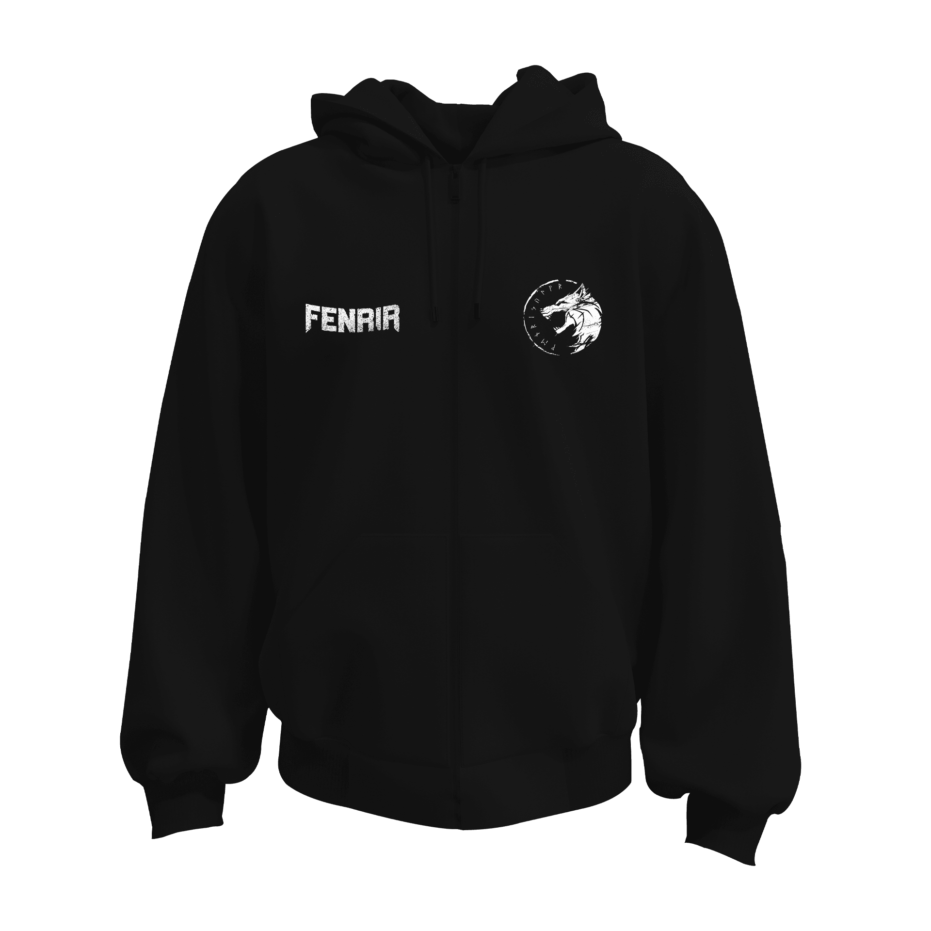 Fenrir  Ön Ve Arka  Baskılı  Nordic Series (Unisex Fermuarlı Hoodie )