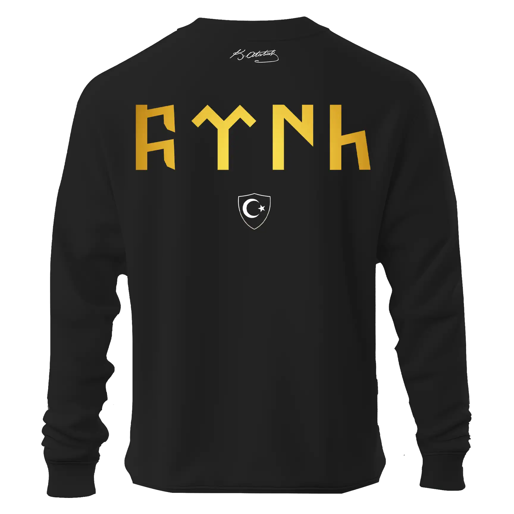 Türk Arma XL   Siyah  Ön  ve Arka BASKILI Kapüşonsuz ( Outlet Tek Beden) 