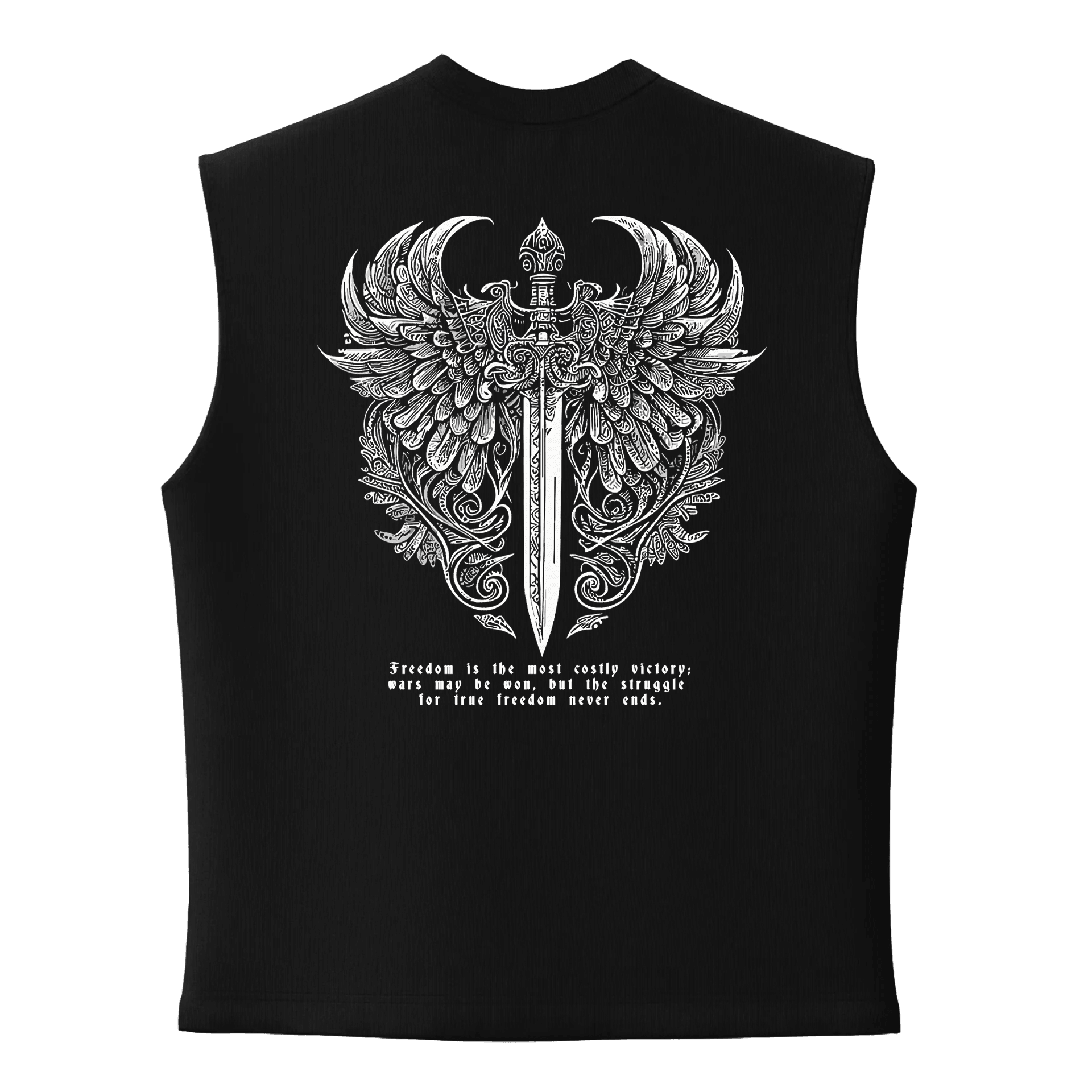 Freedom is the most costly victory  wars may be won but the struggle  for true freedom never ends Ön Ve Arka Baskılı(Unisex Sleeveless Atlet )
