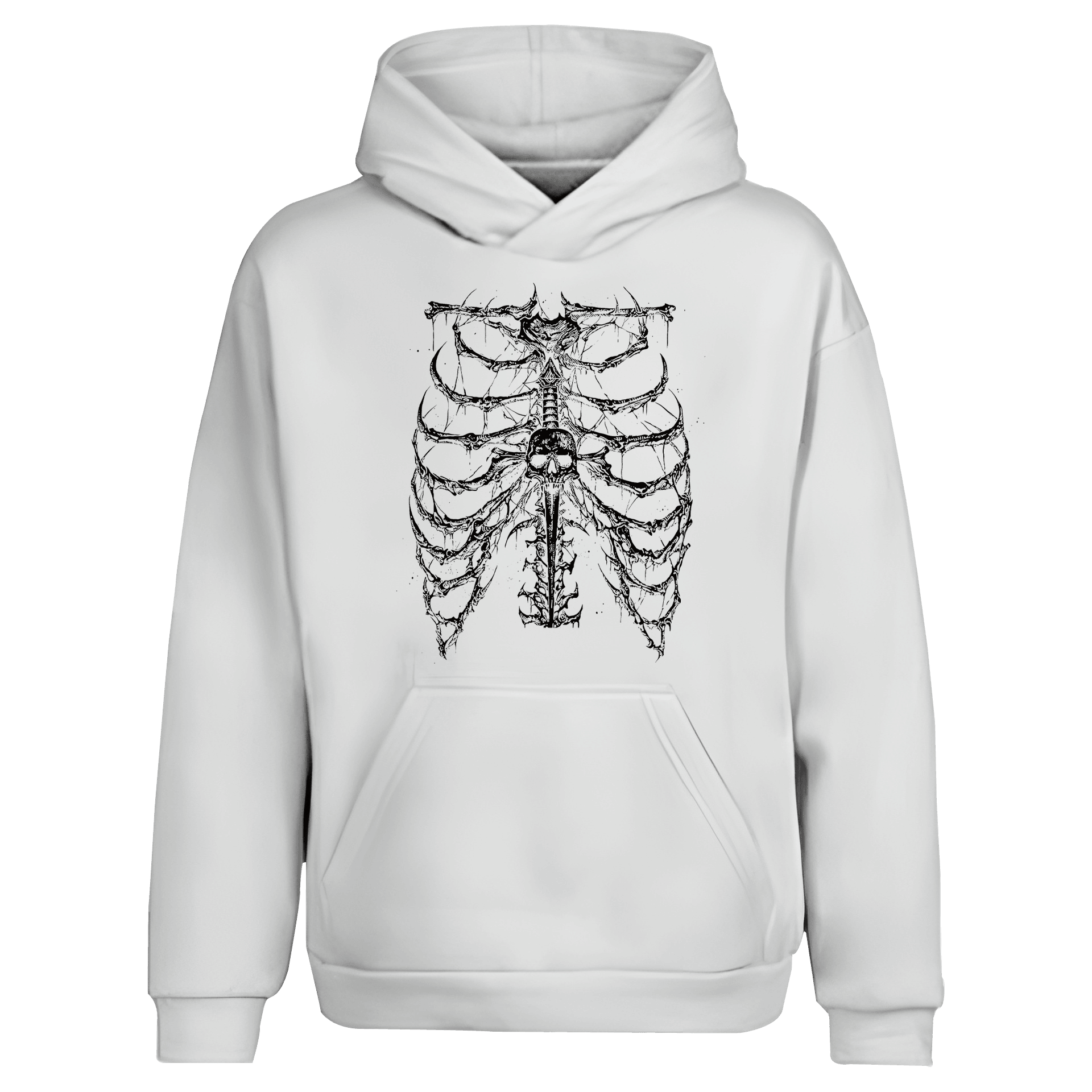 Gothic Skull Rib Cage Ön Baskılı (Unisex Hoodie)