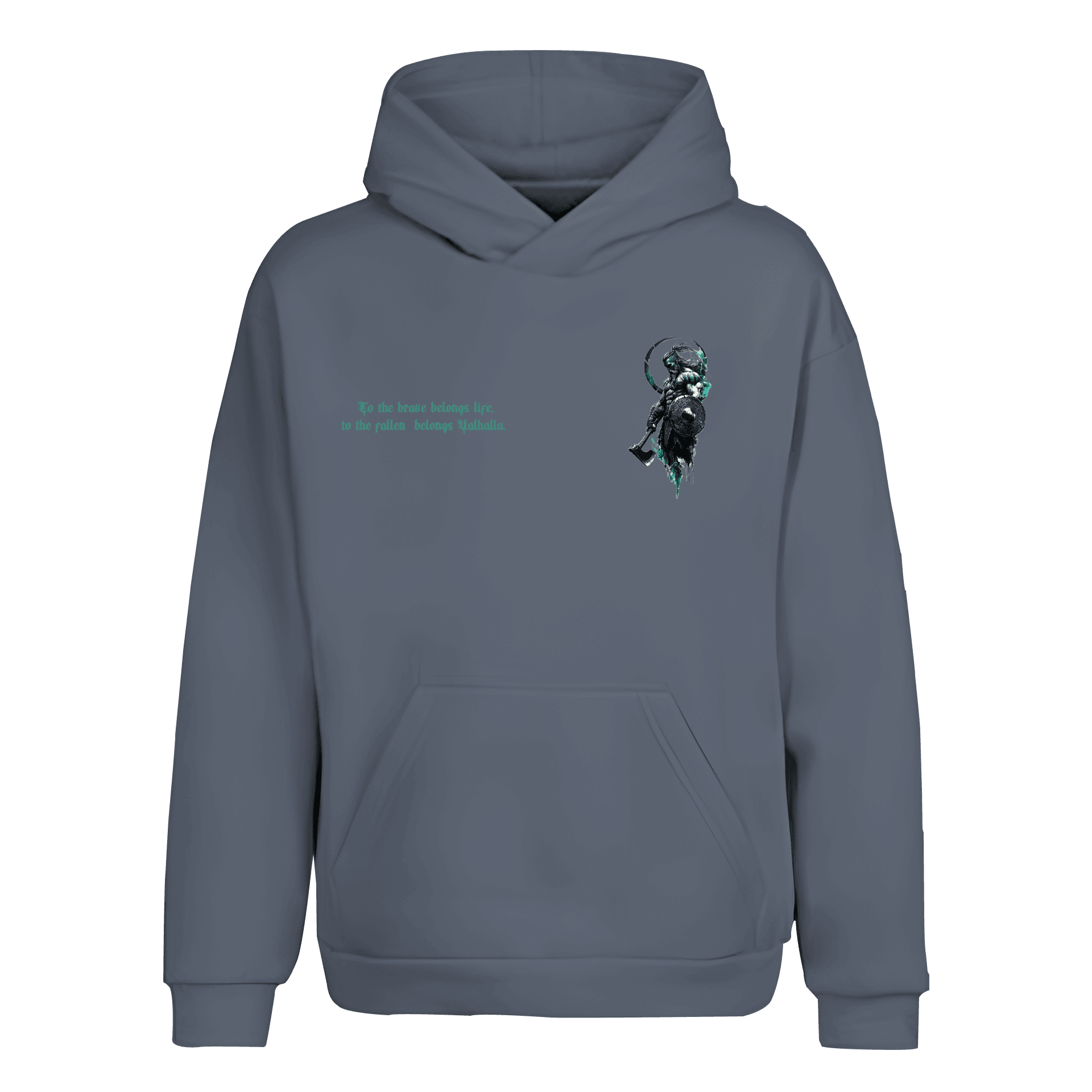  To the brave belongs life,  to the fallen  belongs Valhalla Ön Ve Arka Baskılı Nordic  (Unisex Hoodie)