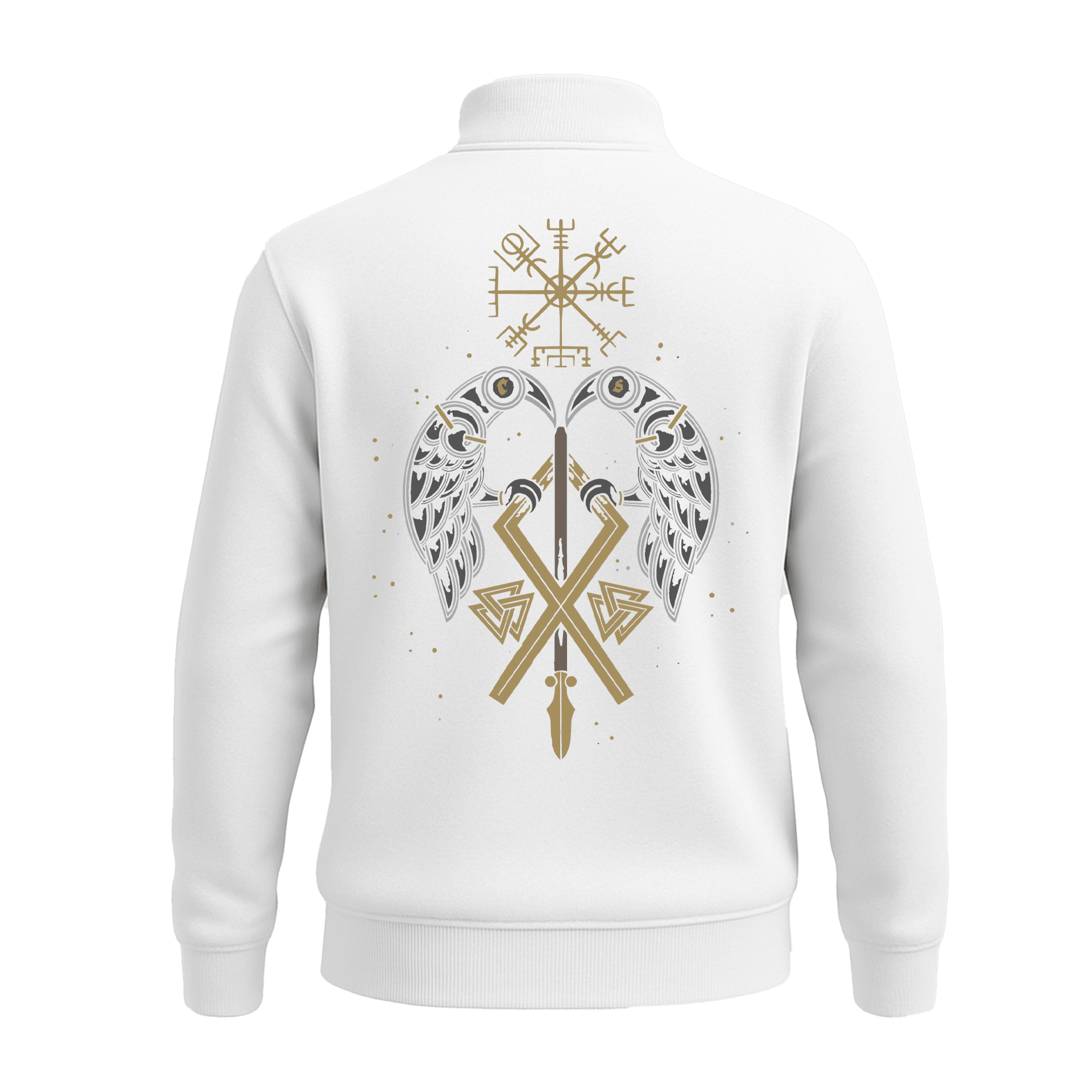 Viking Warrior Pattern   Ön Ve Arka  Baskılı (Unisex Yarım Fermuarlı Sweat)