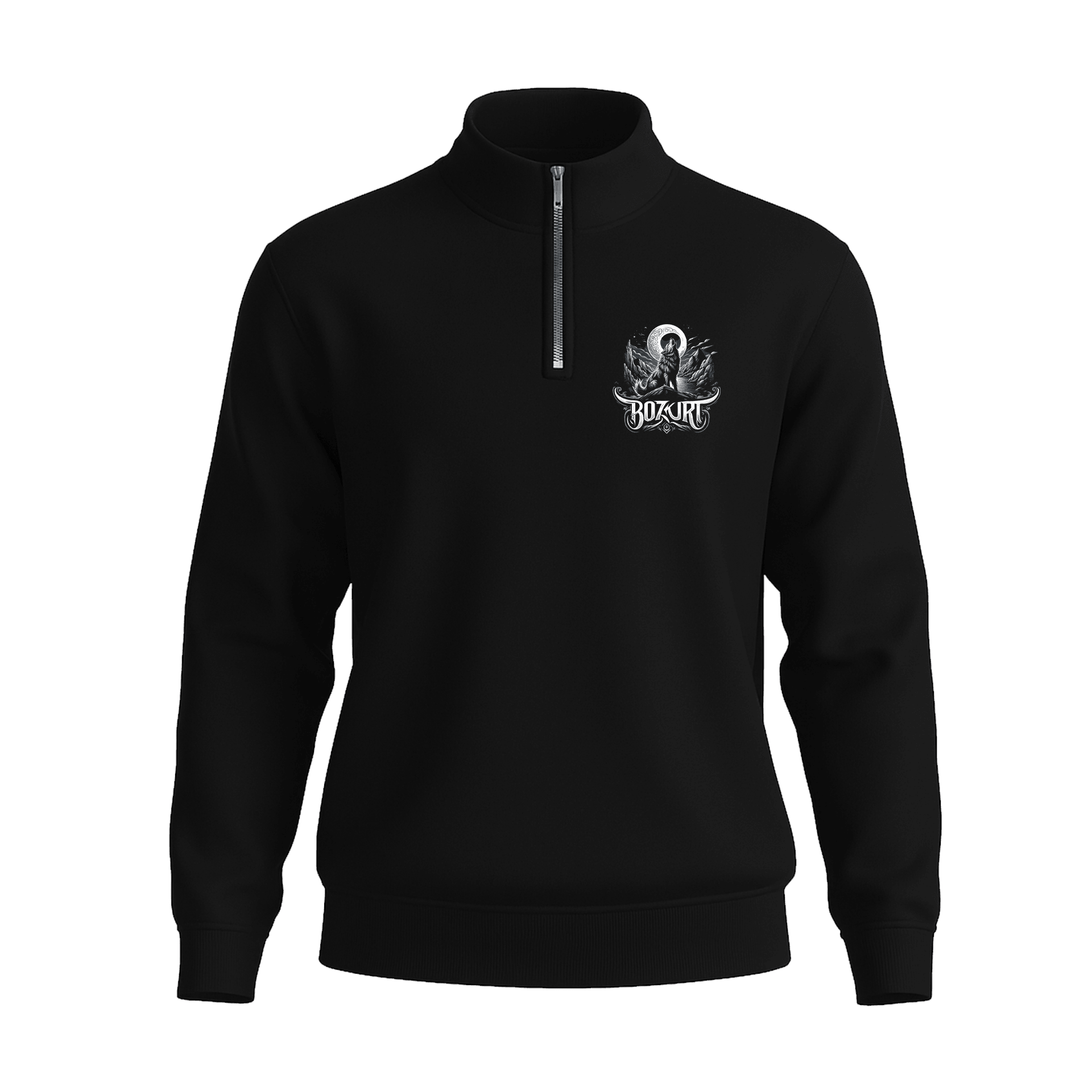 Bozkurt  Ön Ve Arka  Baskılı (Unisex Yarım Fermuarlı Sweat)