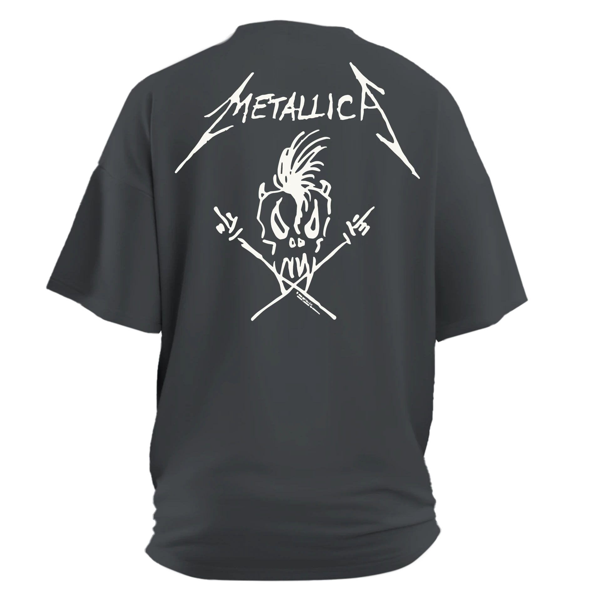 Metallica  Sketch   Ön ve Arka   Baskılı   (M Füme    Regular   TEK Beden Outlet Ürün)