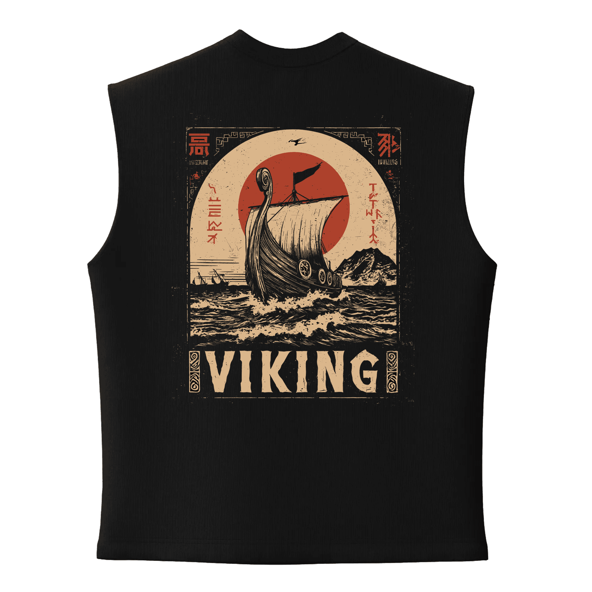 Viking Longship Ön Ve Arka Baskılı Nordic Series (Unisex Şort )