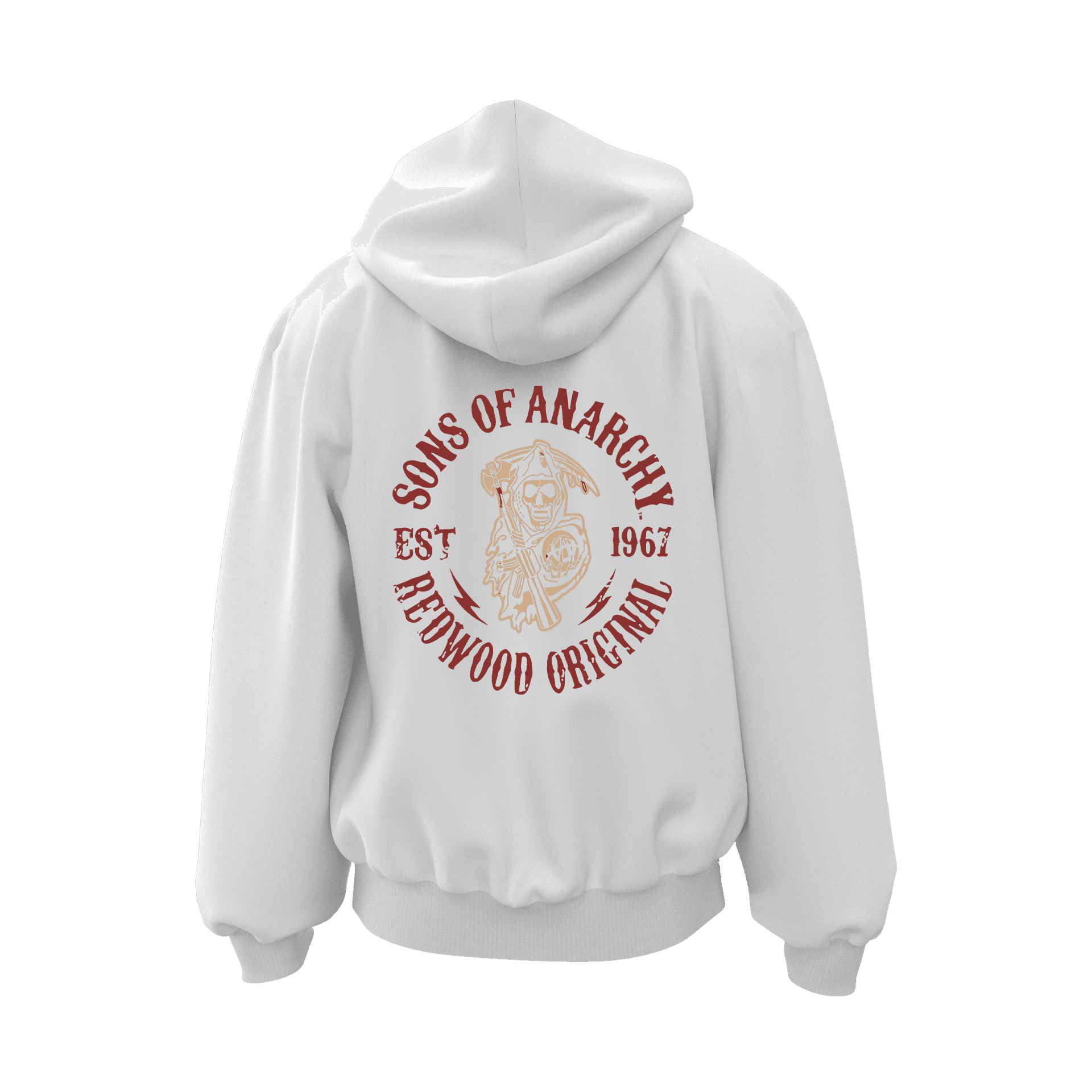 Sons Of Anarchy Red Wood Original II  Ön Ve Arka  Baskılı  Moto Series (Unisex Fermuarlı Hoodie )