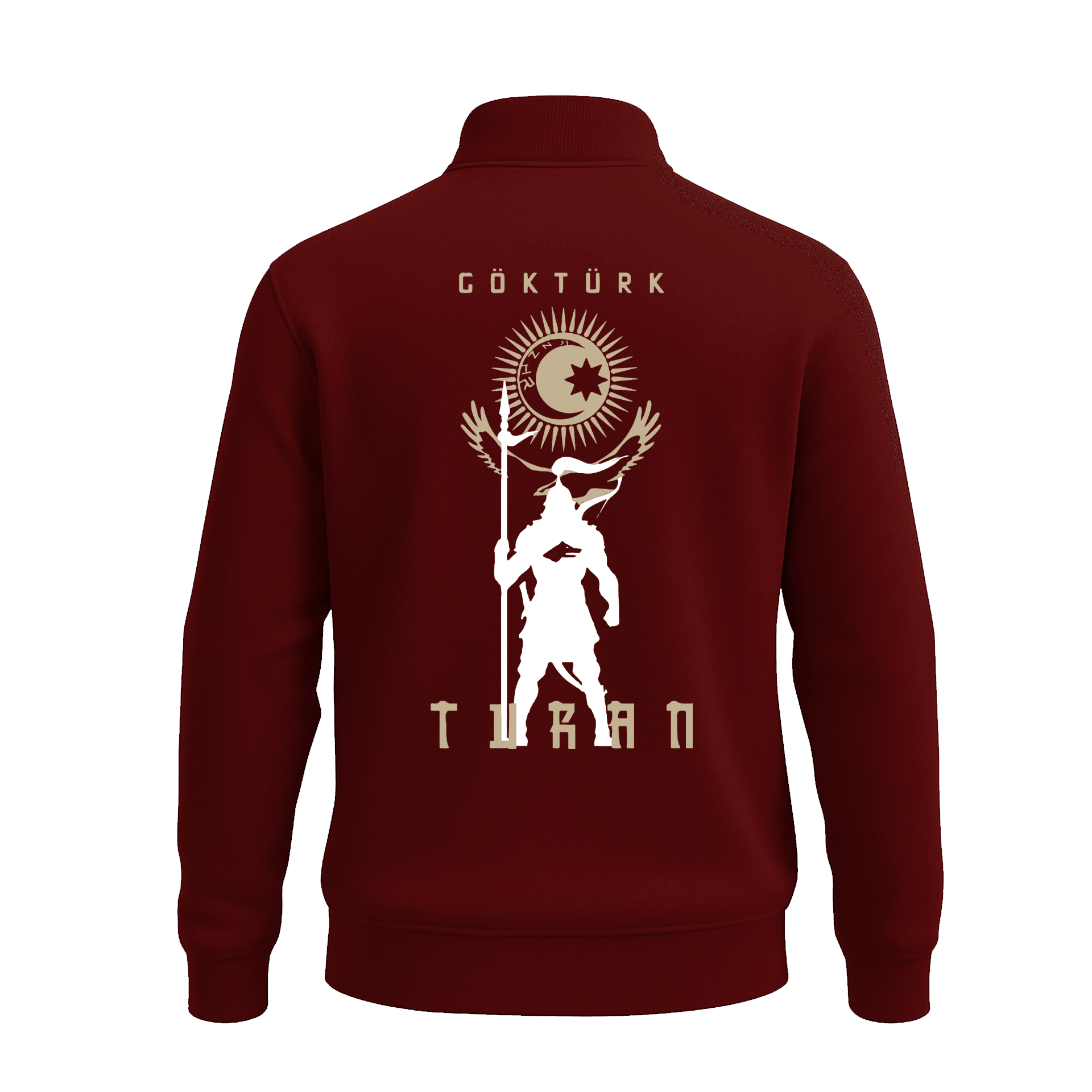 Göktürk  Ön Ve Arka  Baskılı (Unisex Yarım Fermuarlı Sweat)