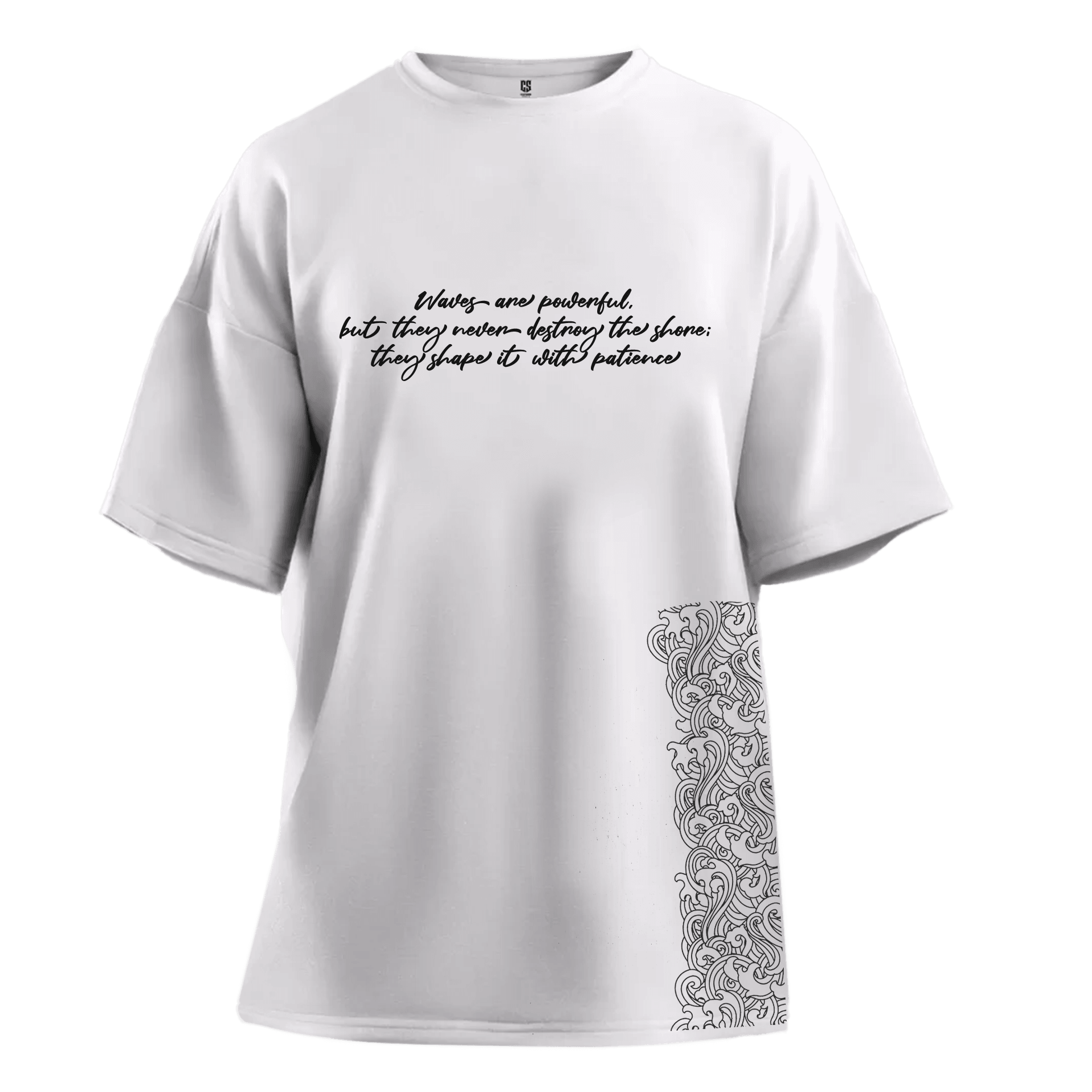"Waves are powerful, but they never destroy the shore; they shape it with patience."  Gothic Series Ön  Baskılı (Unisex Tişört)