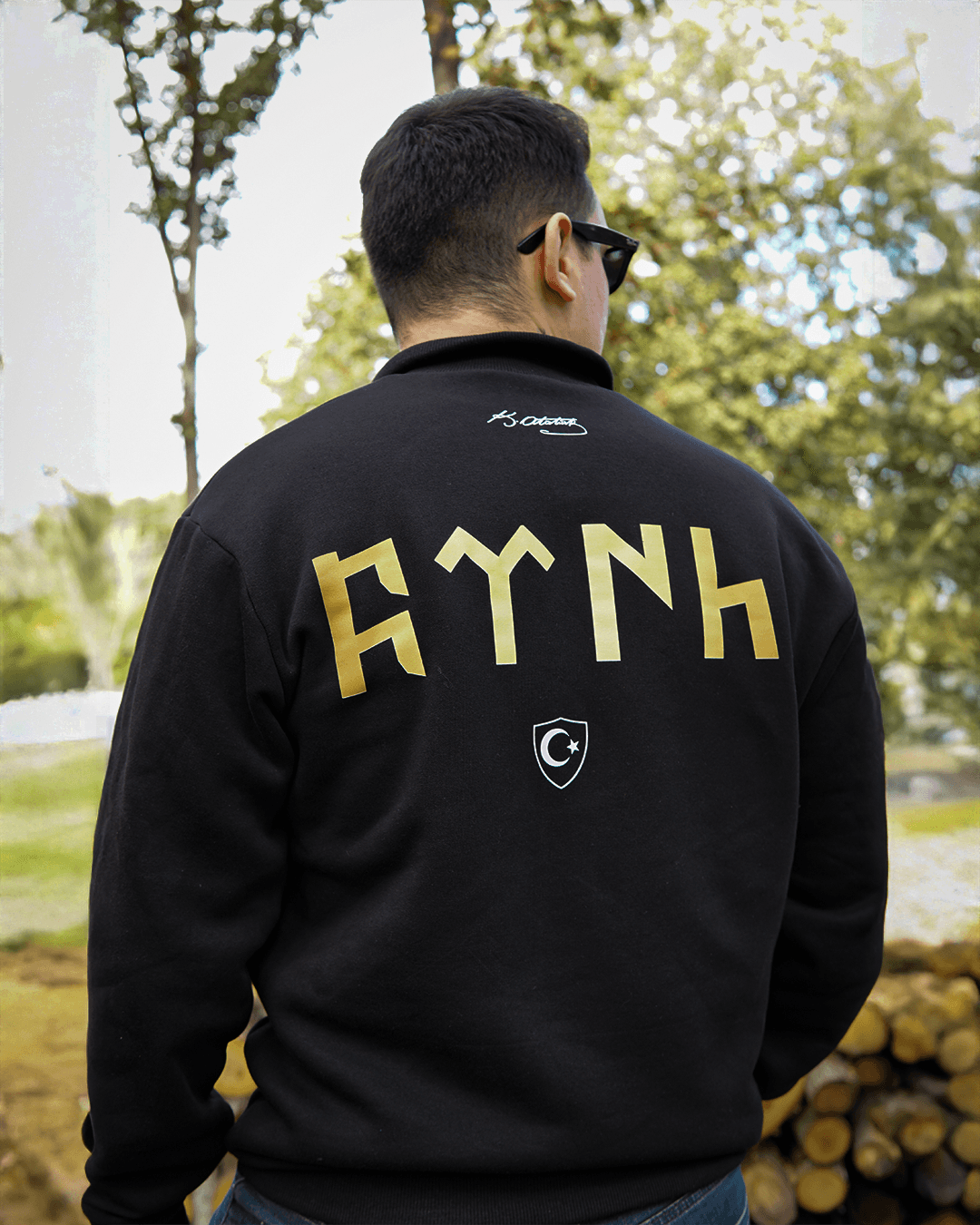 Türk Arma Ön Ve Arka Baskılı (Unisex Yarım Fermuarlı Sweat)