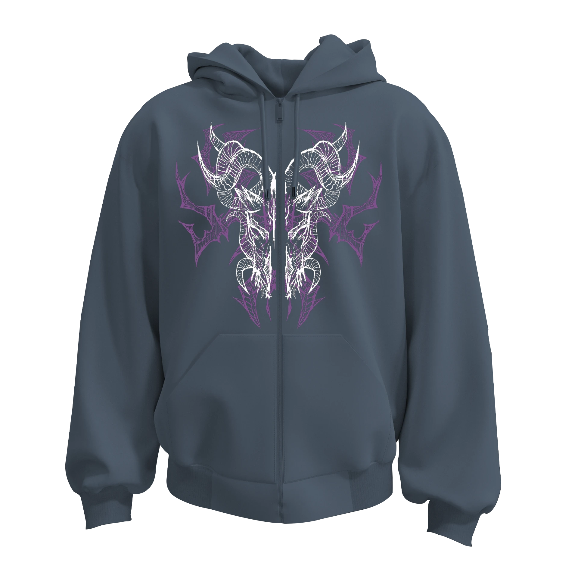 Devil Sketch Ön Ve Arka Baskılı  (Unisex Fermuarlı Hoodie )