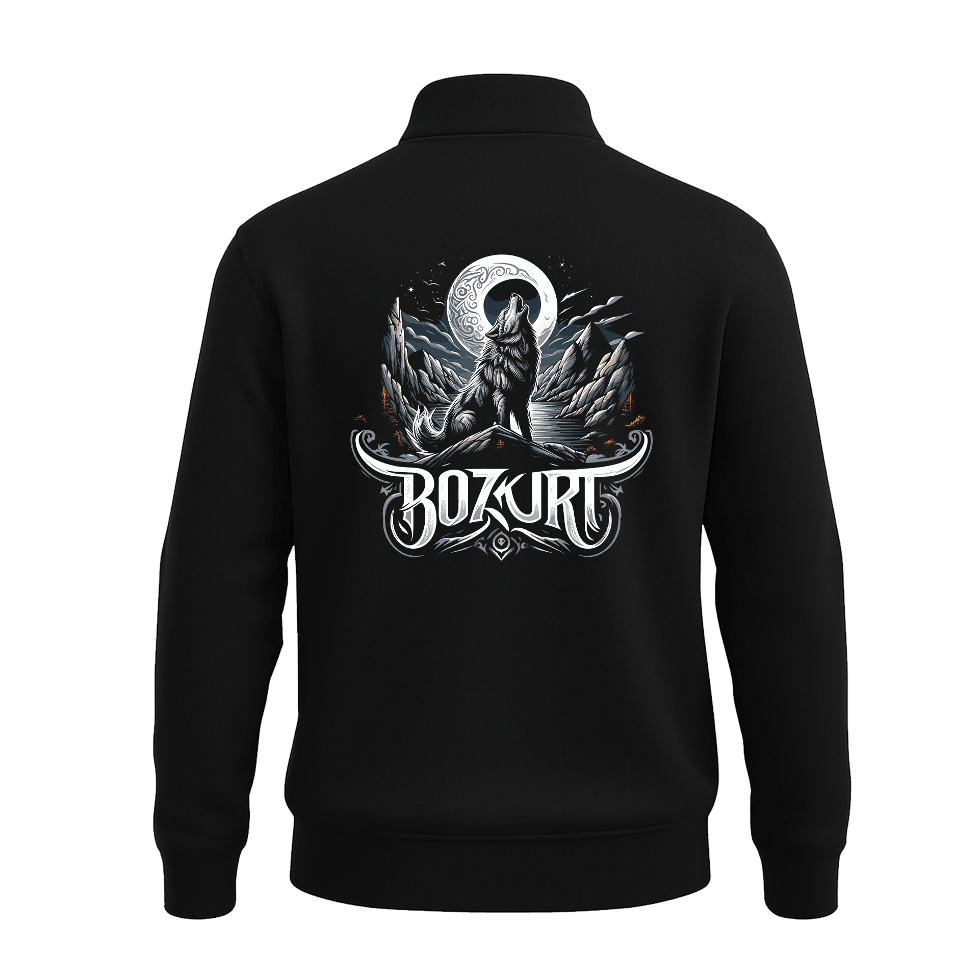 Bozkurt  Ön Ve Arka  Baskılı (Unisex Yarım Fermuarlı Sweat)