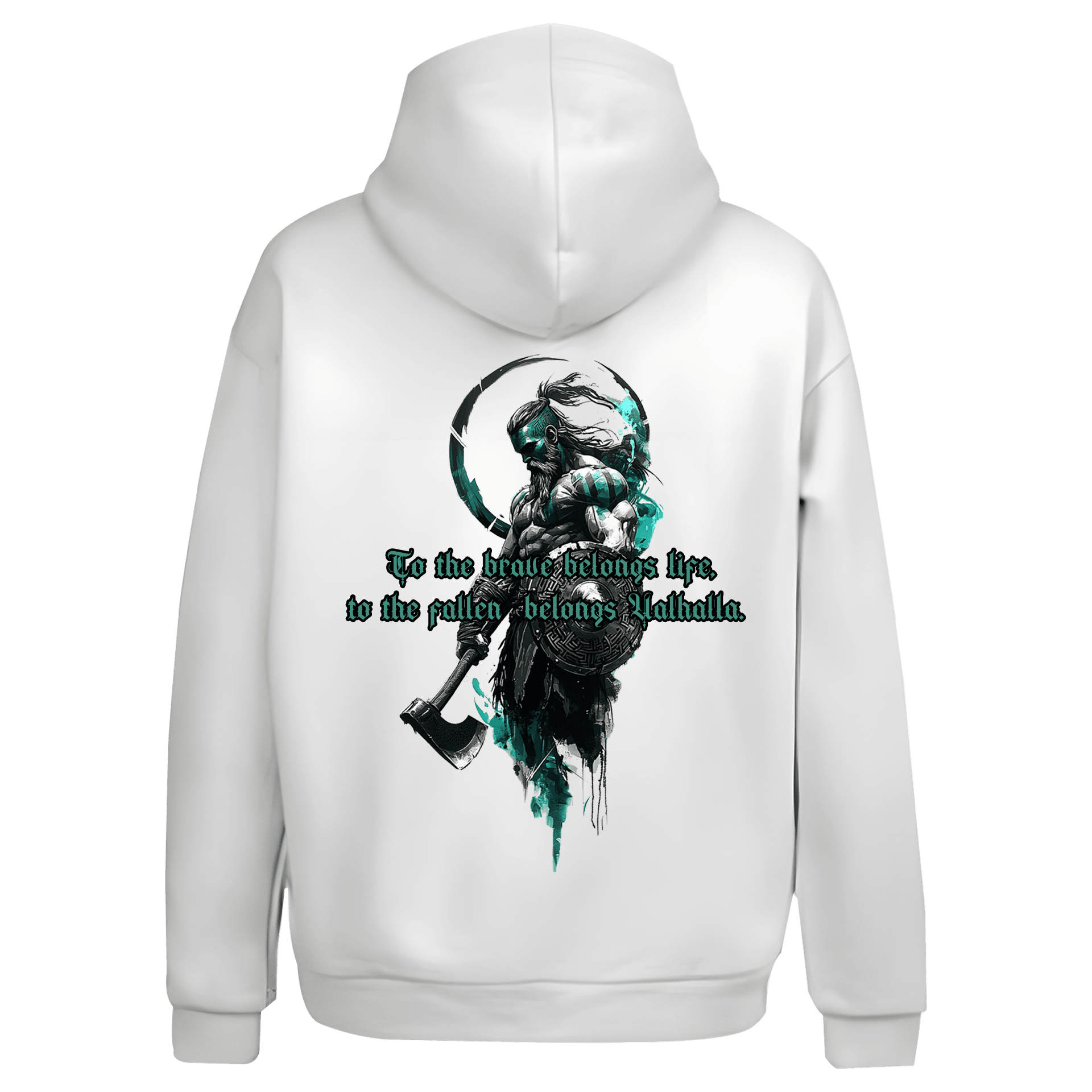  To the brave belongs life,  to the fallen  belongs Valhalla Ön Ve Arka Baskılı Nordic  (Unisex Hoodie)