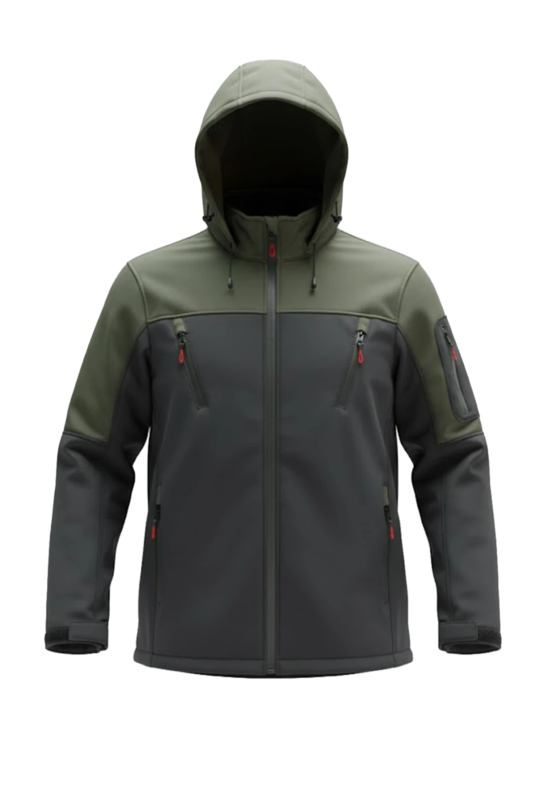 Soft Shell Haki Yeşil Siyah Segmented Model(Unisex Mont)