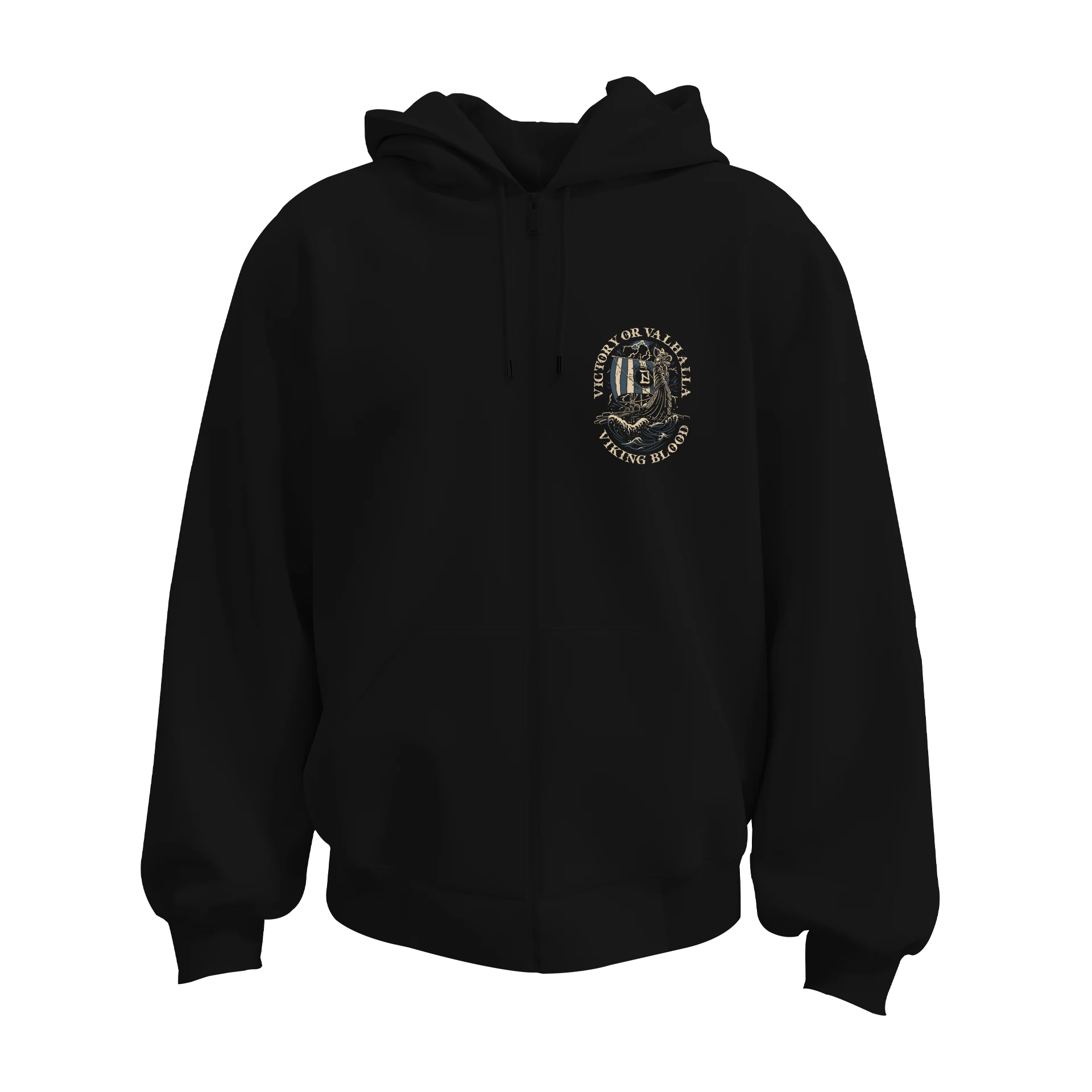Viking Blood Victory Or Valhalla Ön Ve Arka Baskılı Nordic Series  (Unisex Fermuarlı Hoodie )