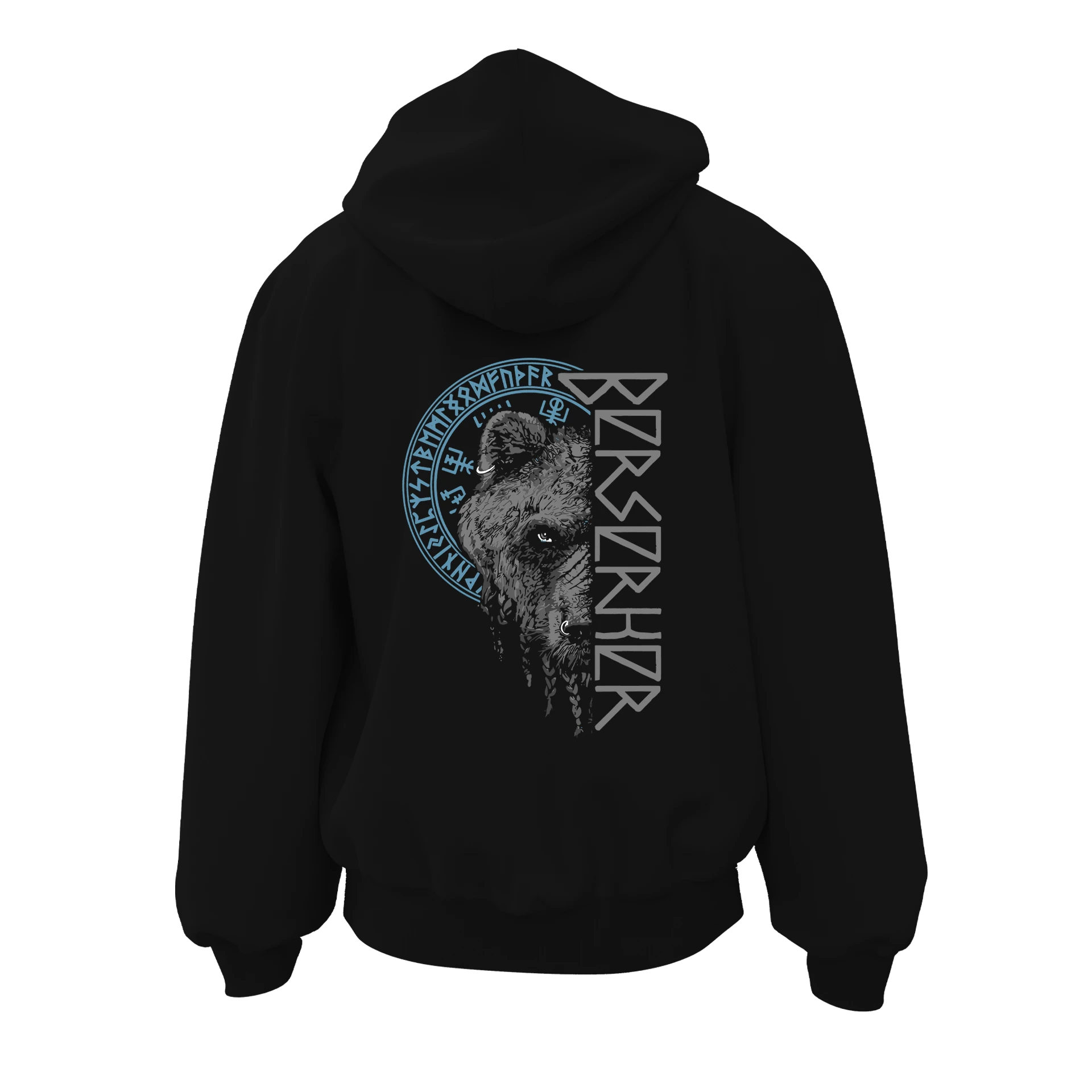   Berserker Bear Ön Ve Arka Baskılı Nordic Series  (Unisex Fermuarlı Hoodie )