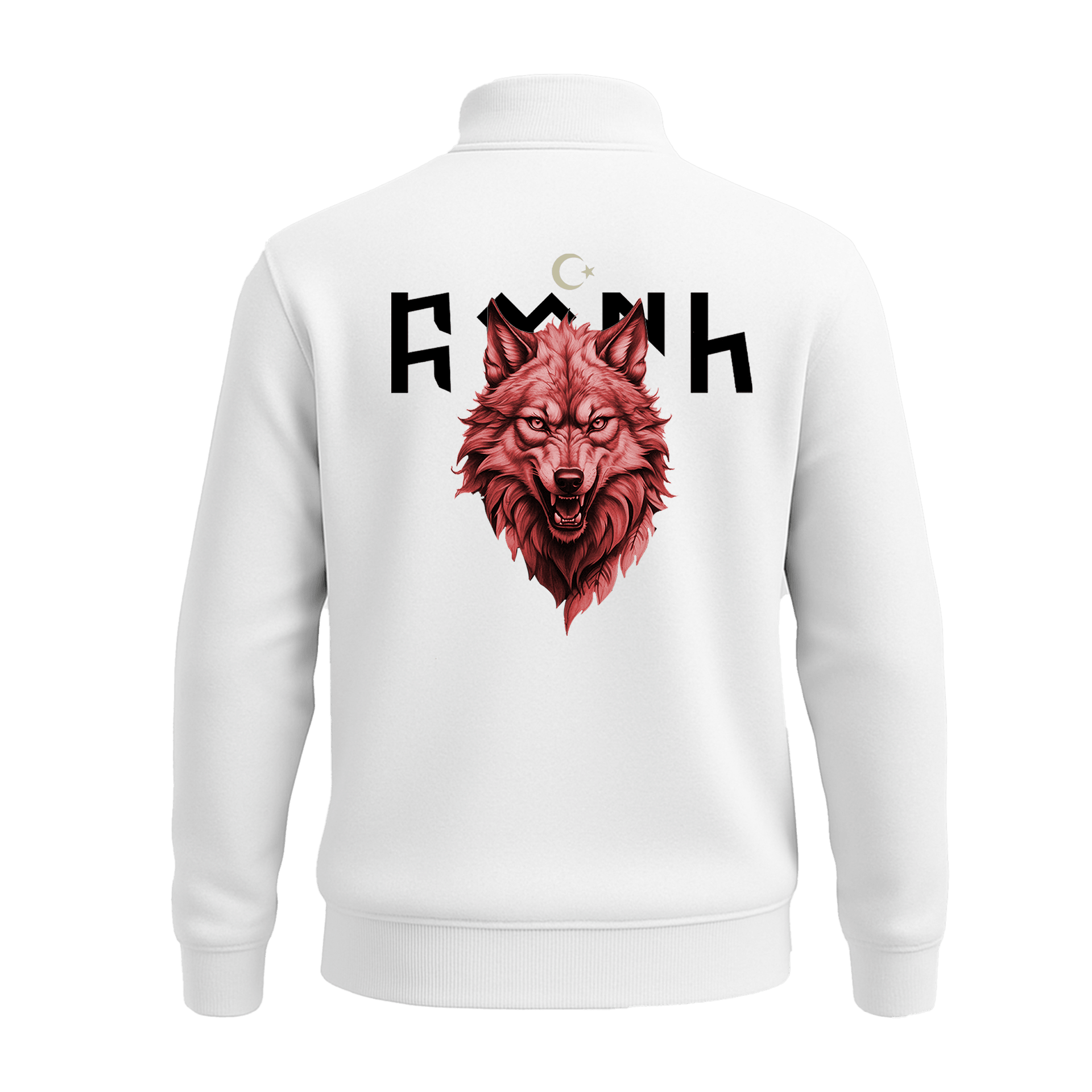 Türk Kurt  Ön Ve Arka  Baskılı (Unisex Yarım Fermuarlı Sweat)