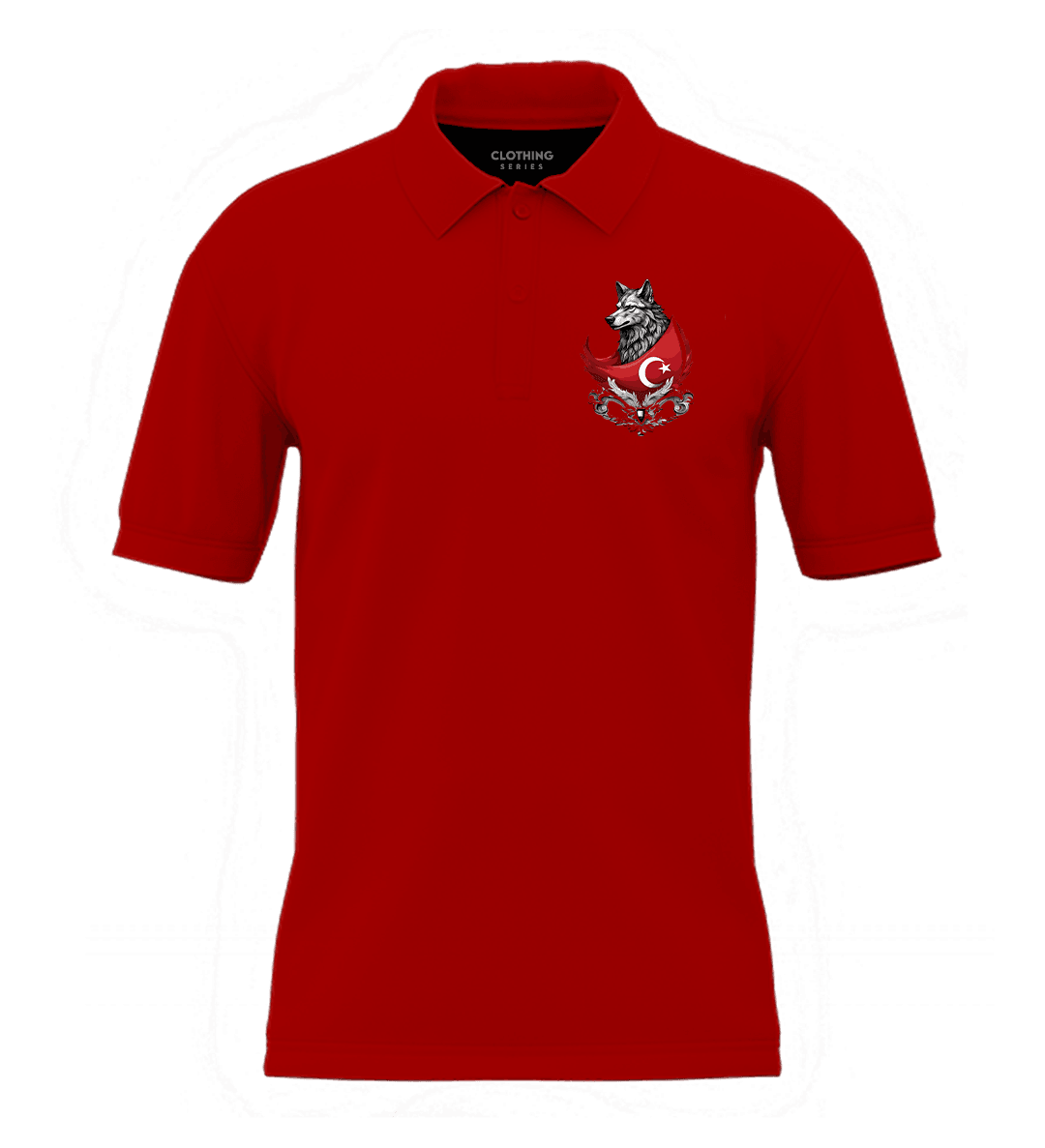 Kurt Bayrak  Ön  Baskılı Türk Serisi (Unisex Polo Yaka)