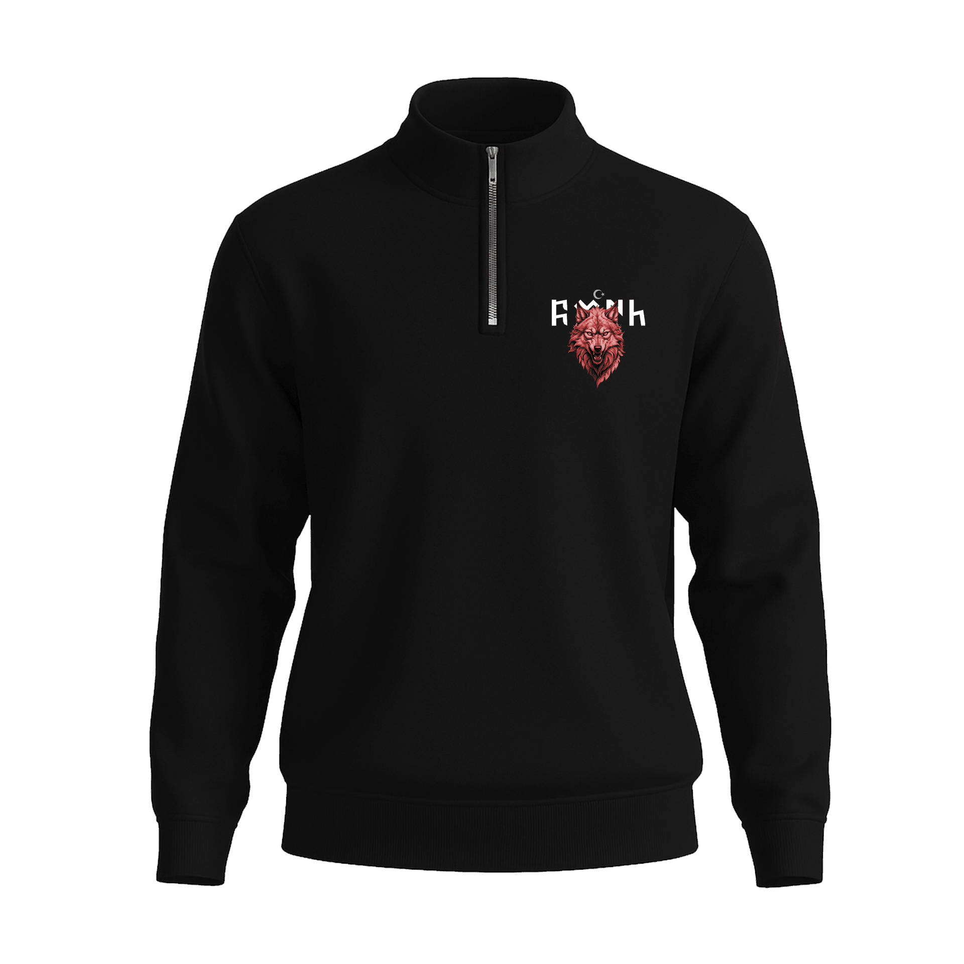 Türk Kurt  Ön Ve Arka  Baskılı (Unisex Yarım Fermuarlı Sweat)