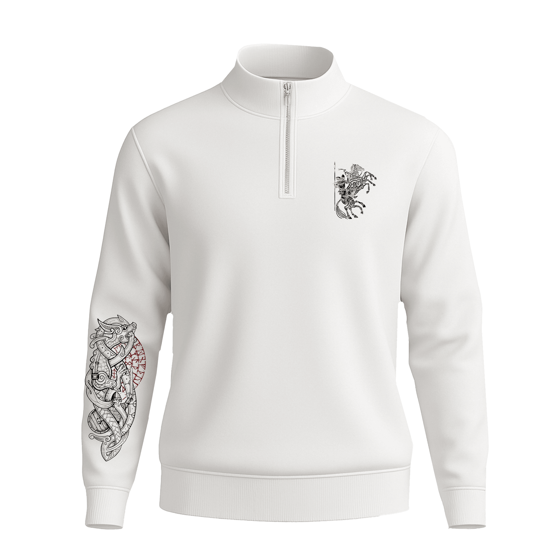 Odin Pattern   Ön Ve Kol  Baskılı (Unisex Yarım Fermuarlı Sweat)
