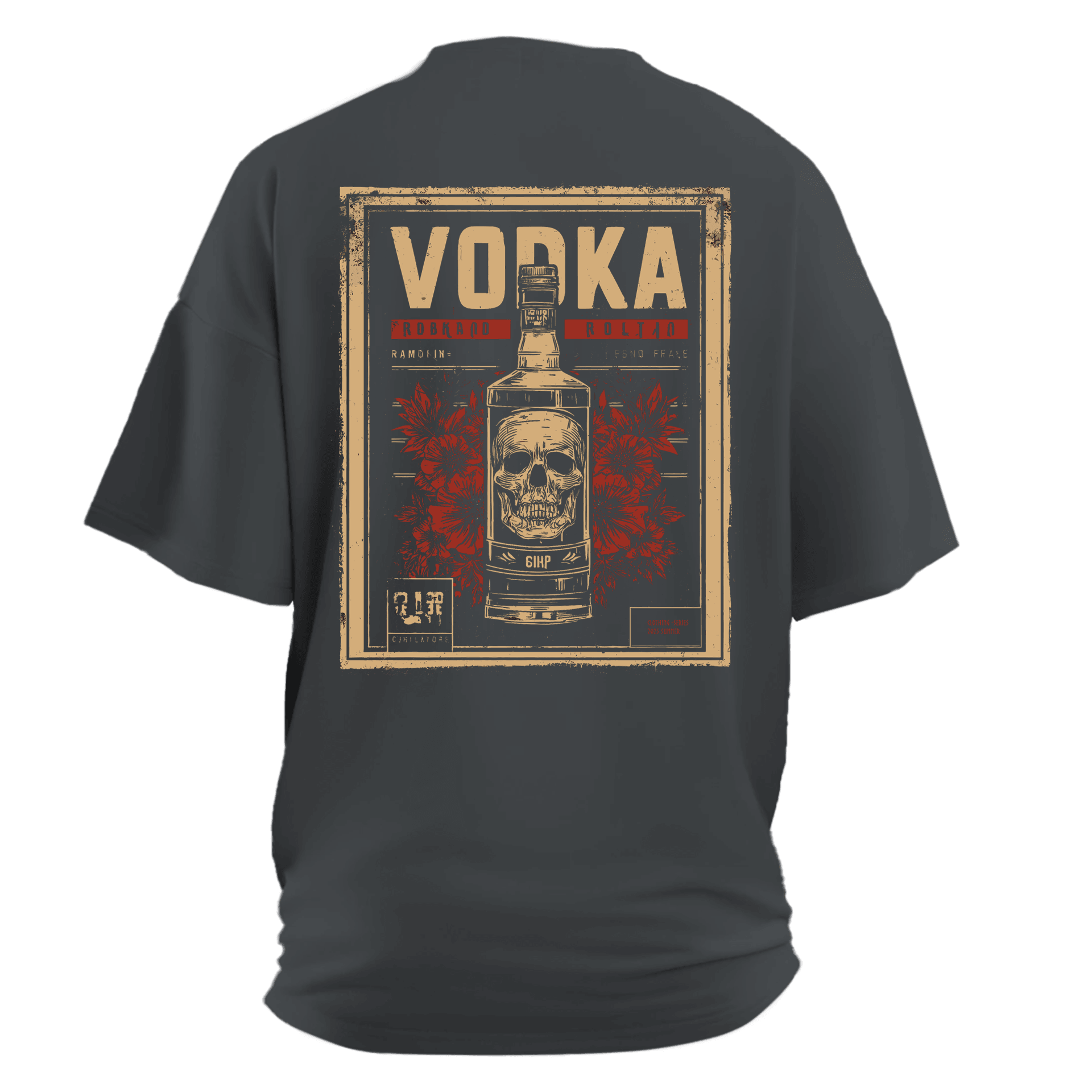 Vodka Skull Alcohol Series  Ön Ve Arka Baskılı (Unisex Tişört)