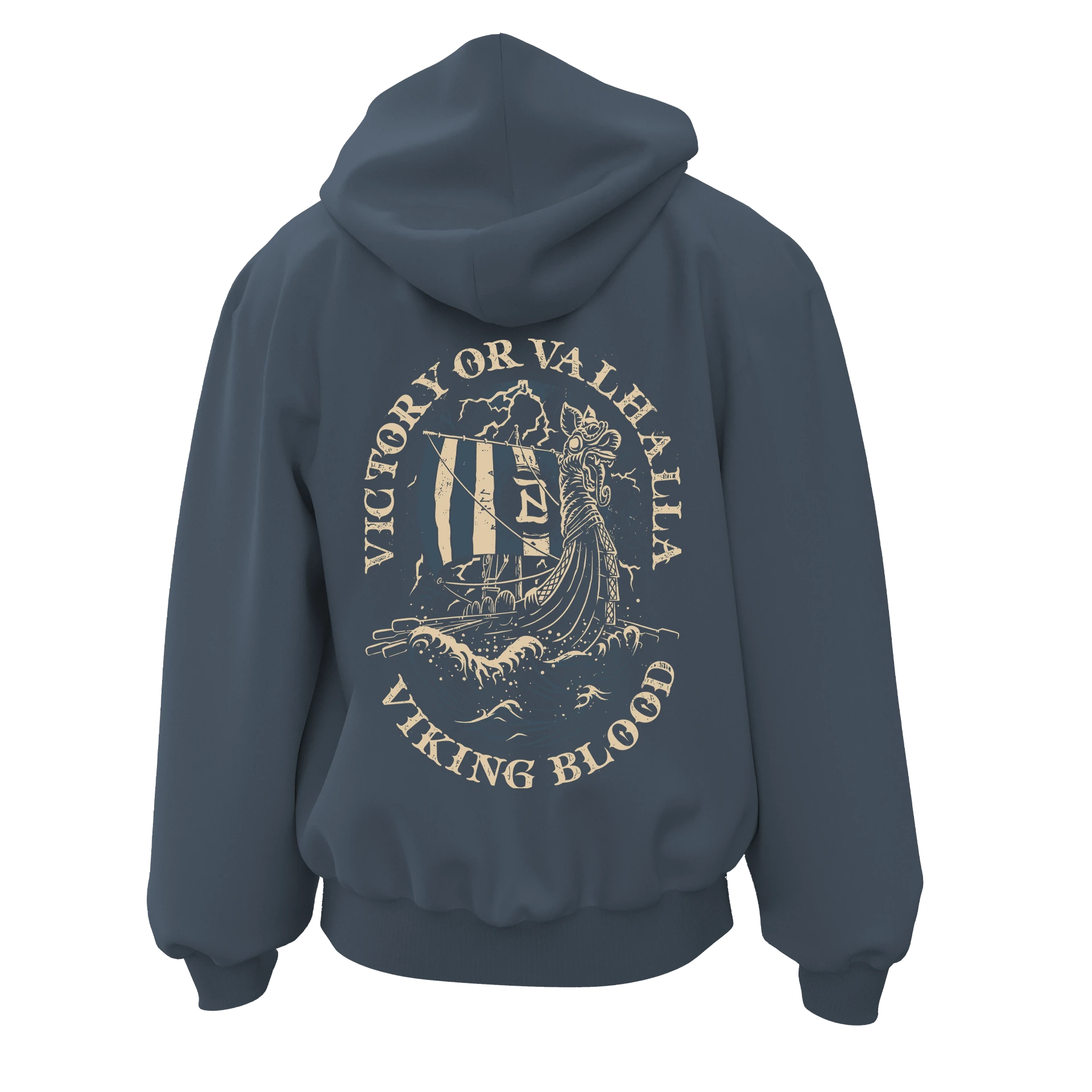 Viking Blood Victory Or Valhalla Ön Ve Arka Baskılı Nordic Series  (Unisex Fermuarlı Hoodie )