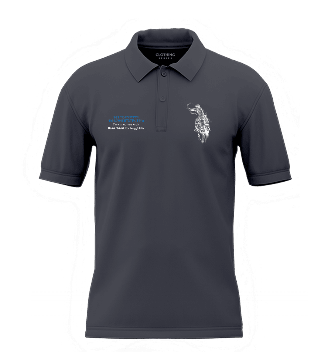 Taş Kırılır Tunç Erir Ama Türklük Ebedidir  Ön  Baskılı (Unisex Polo Yaka)