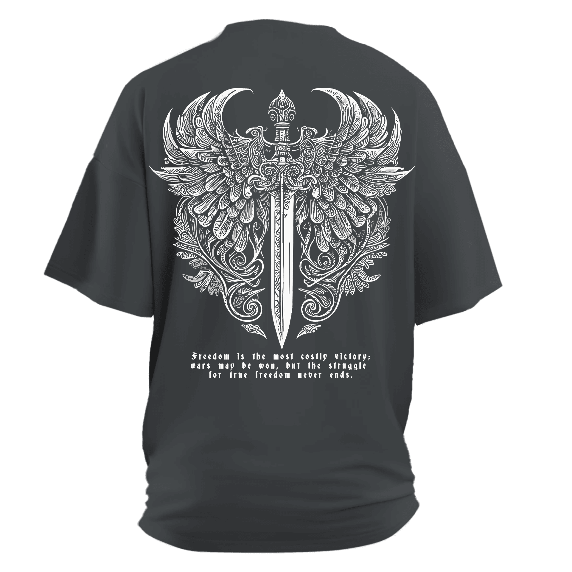 Freedom is the most costly victory  wars may be won but the struggle  for true freedom never ends Ön Ve Arka Baskılı(Unisex Tişört)