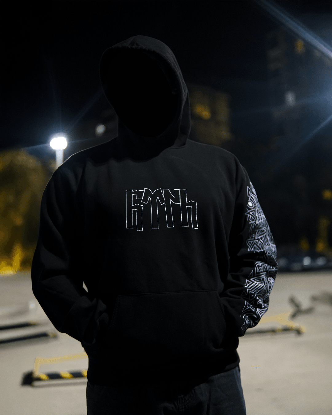 Türk Ön Nakışlı Kol Motifi   Baskılı (Unisex Kapüşonlu)