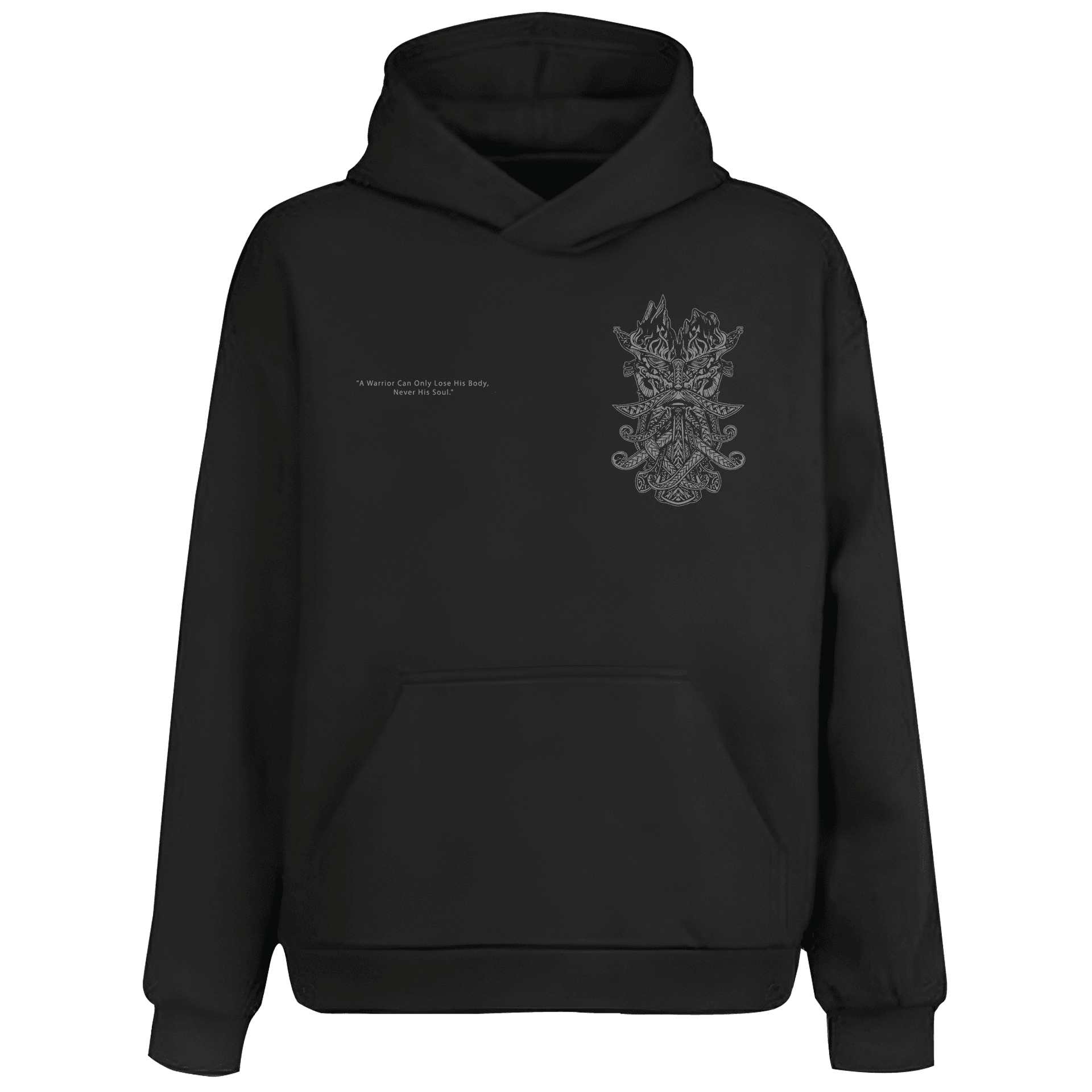 A Warrior Can Only Lose His Body,  Never His Soul Ön ve  Arka  Baskılı  Nordic Series (Unisex Fermuarlı Hoodie )