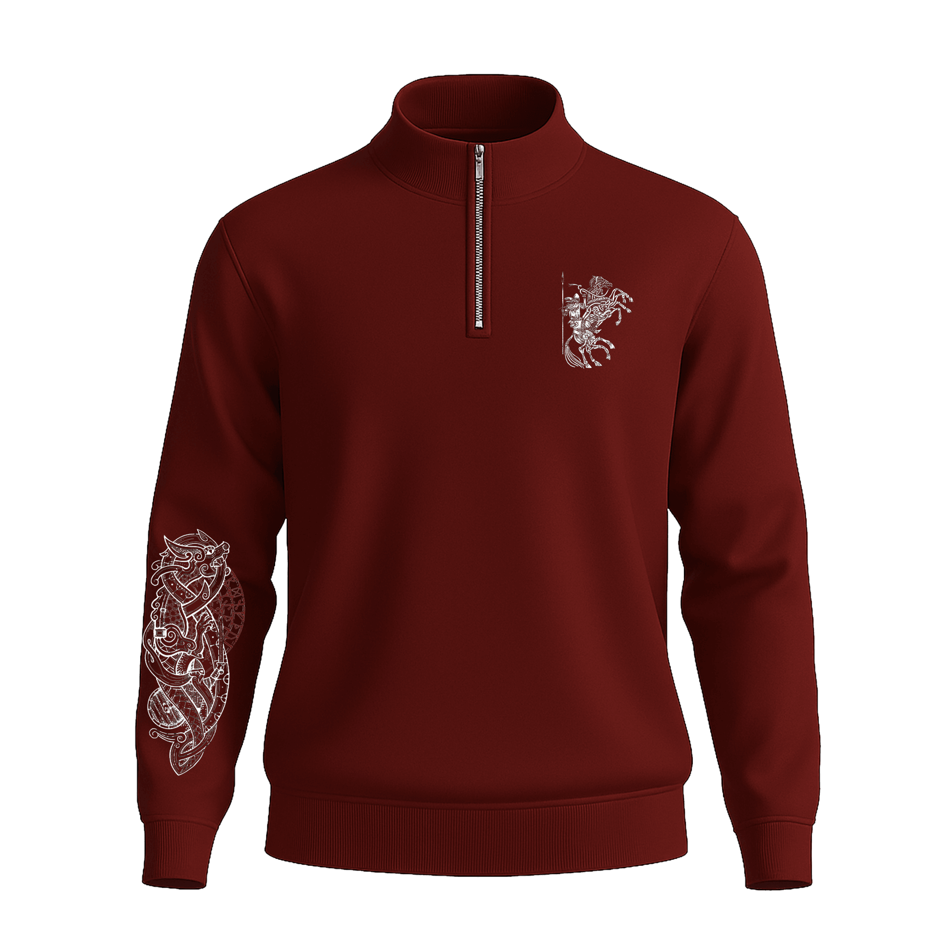 Odin Pattern   Ön Ve Kol  Baskılı (Unisex Yarım Fermuarlı Sweat)
