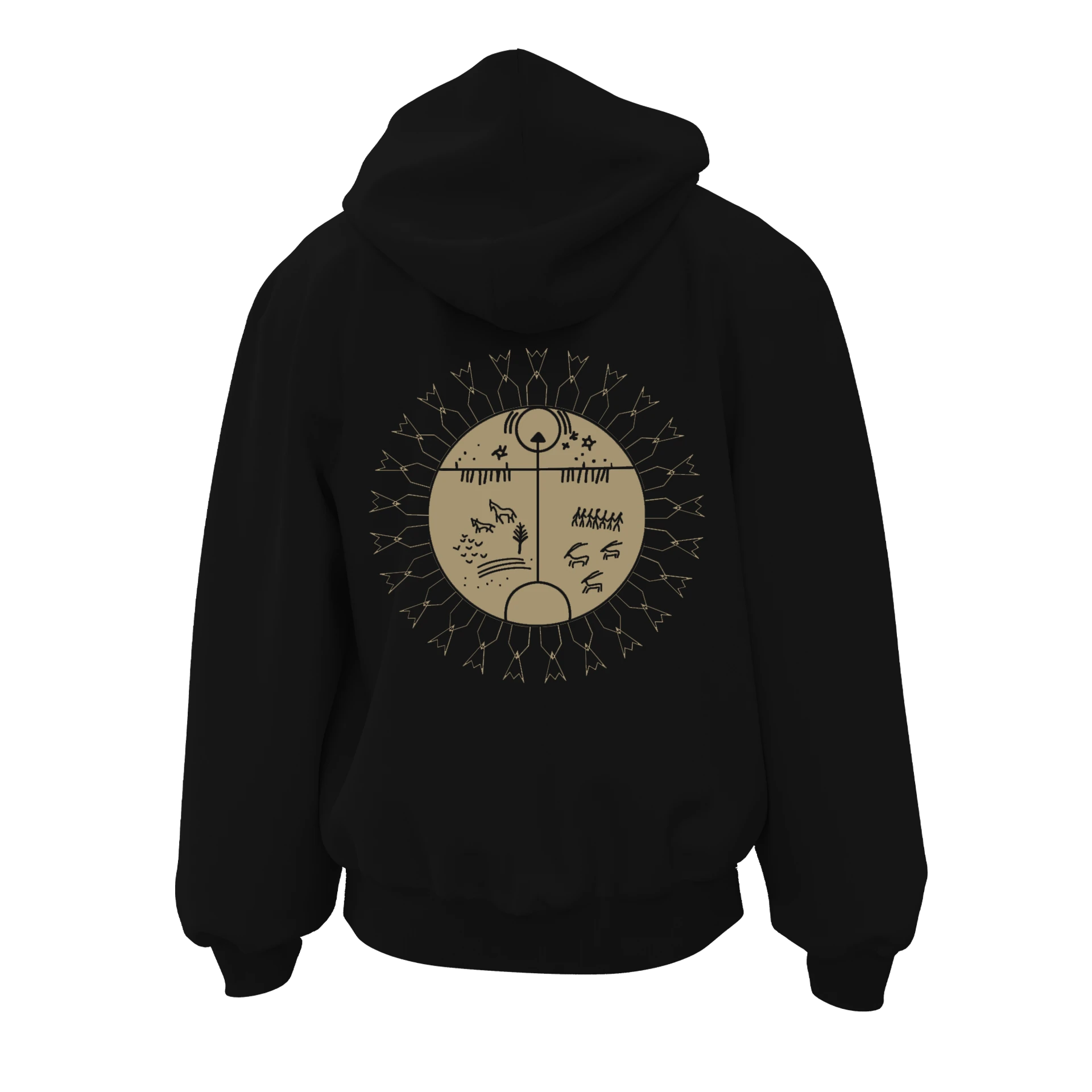Türk Motif Ön Arka ve Kol Baskılı  Türk Serisi(Unisex Fermuarlı Hoodie )