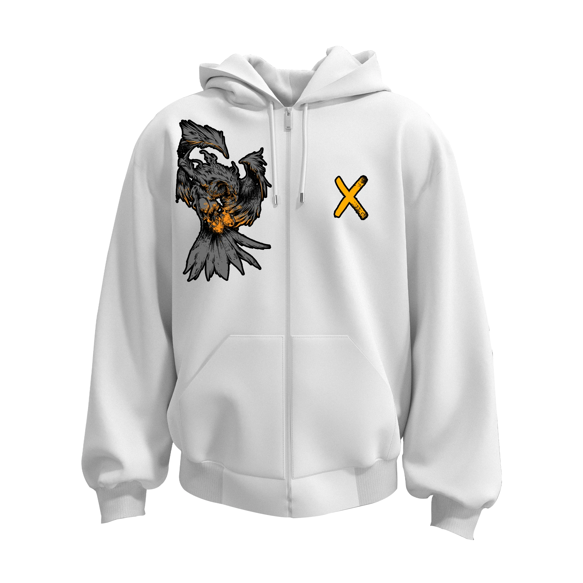 Goth Eagle Ön Baskılı  (Unisex Fermuarlı Hoodie )