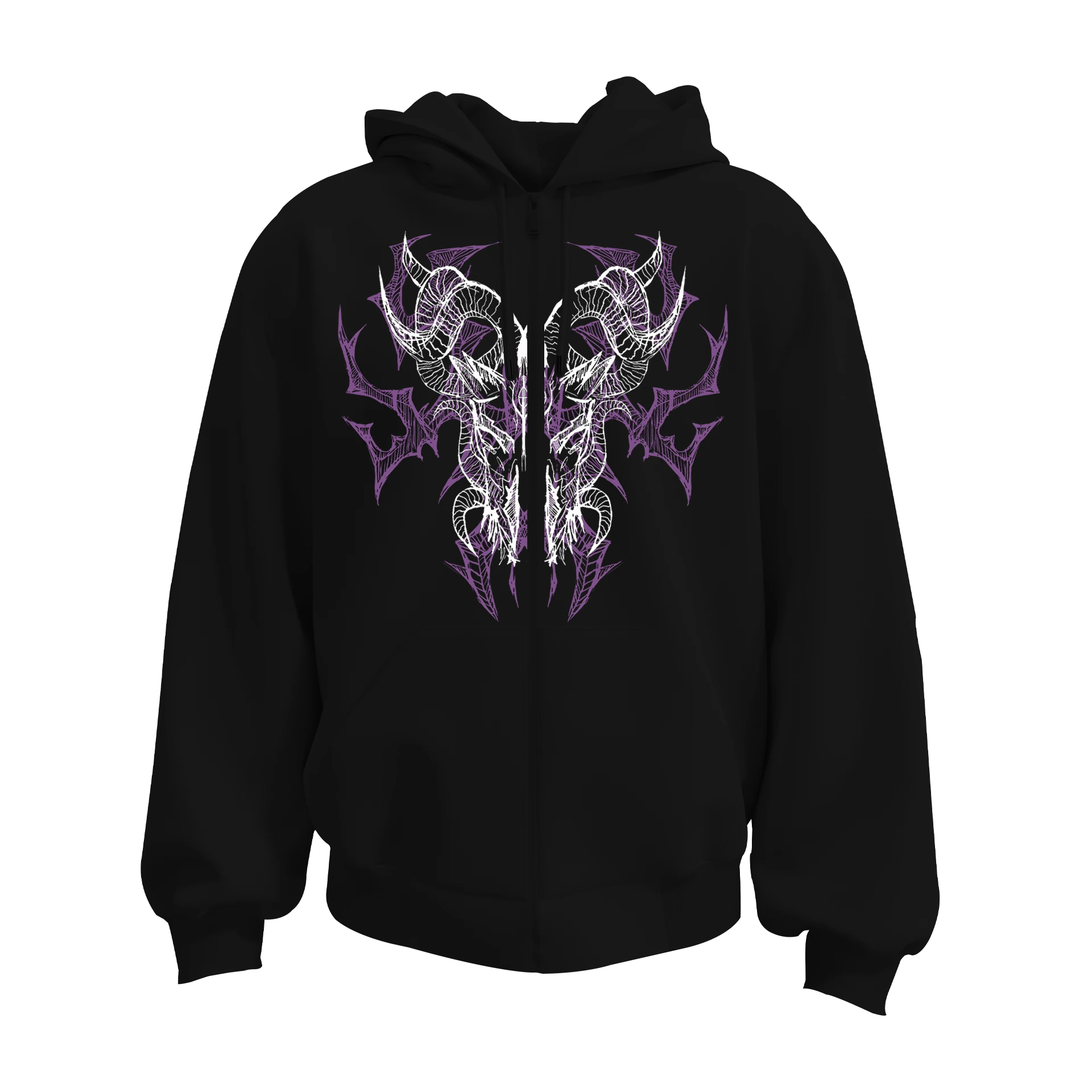 Devil Sketch Ön Ve Arka Baskılı  (Unisex Fermuarlı Hoodie )
