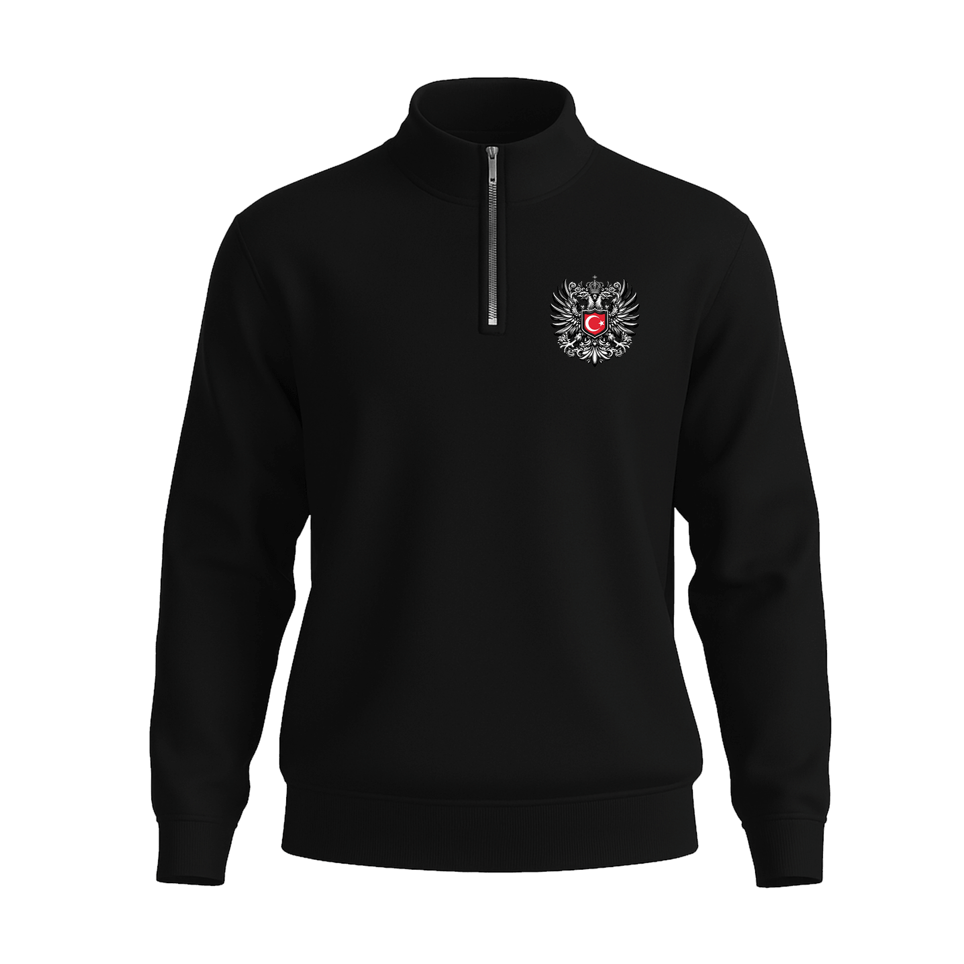 Asi Arma Ön Ve Arka  Baskılı (Unisex Yarım Fermuarlı Sweat)