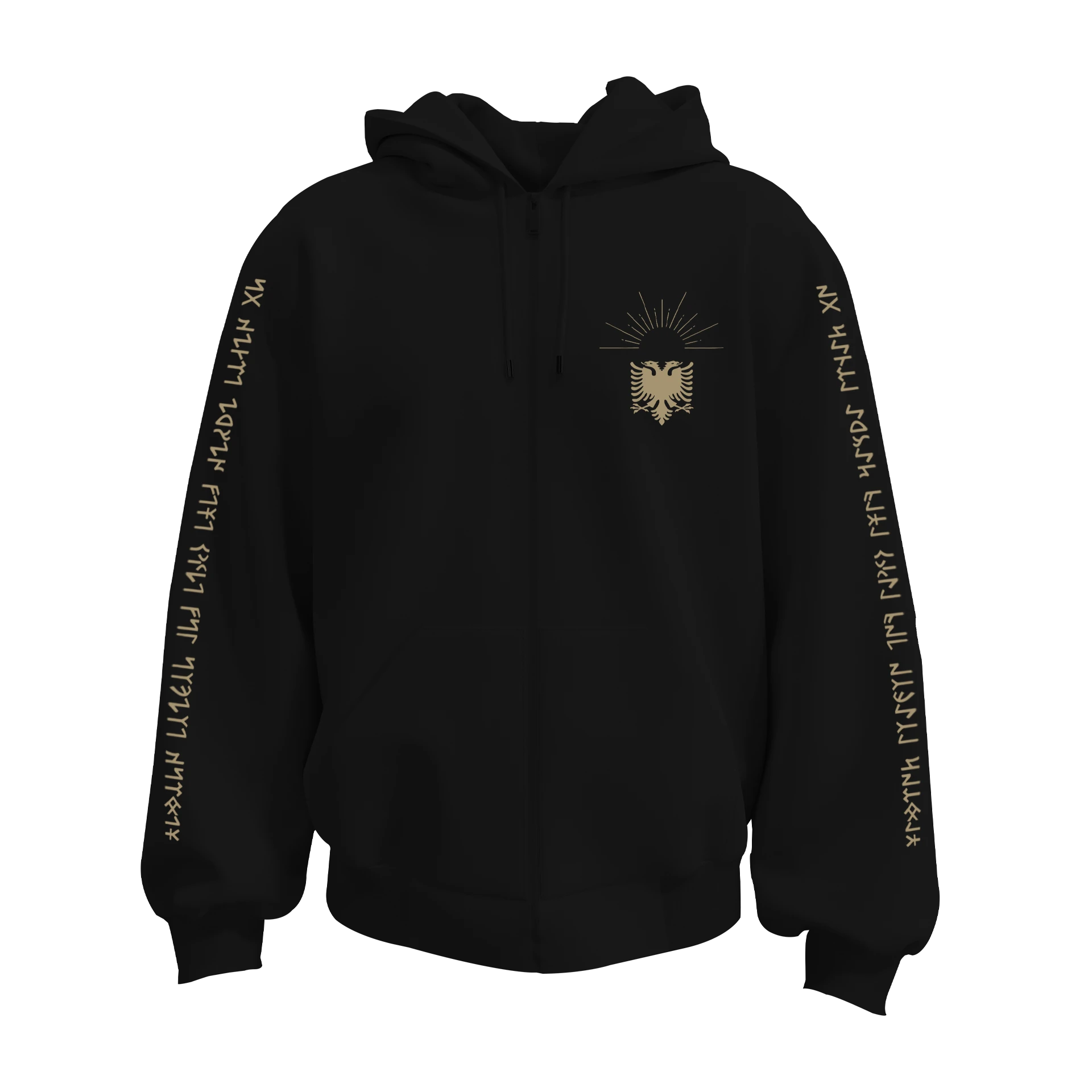 Türk Motif Ön Arka ve Kol Baskılı  Türk Serisi(Unisex Fermuarlı Hoodie )