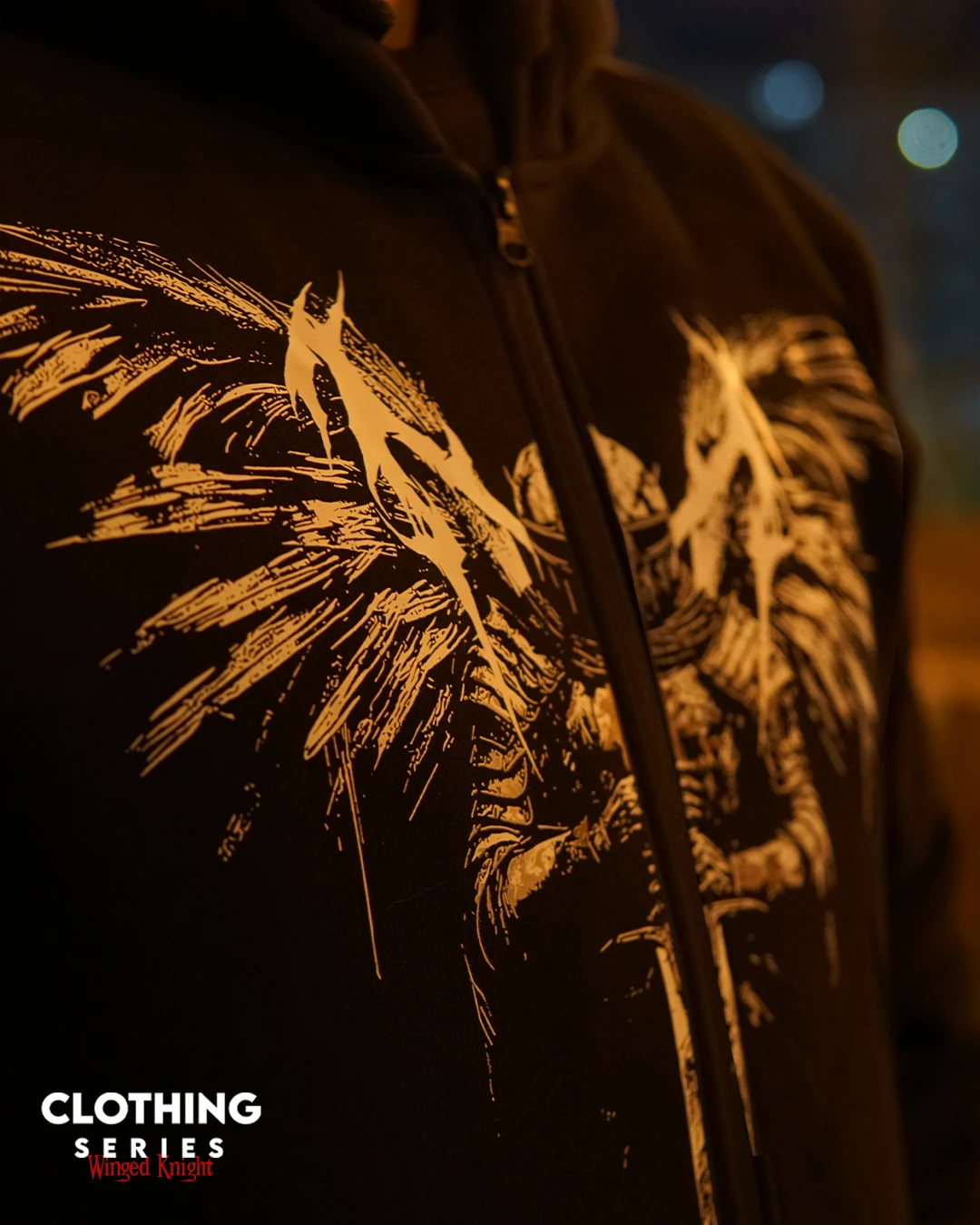 Winged Knight Ön  Baskılı (Unisex Fermuarlı Hoodie)