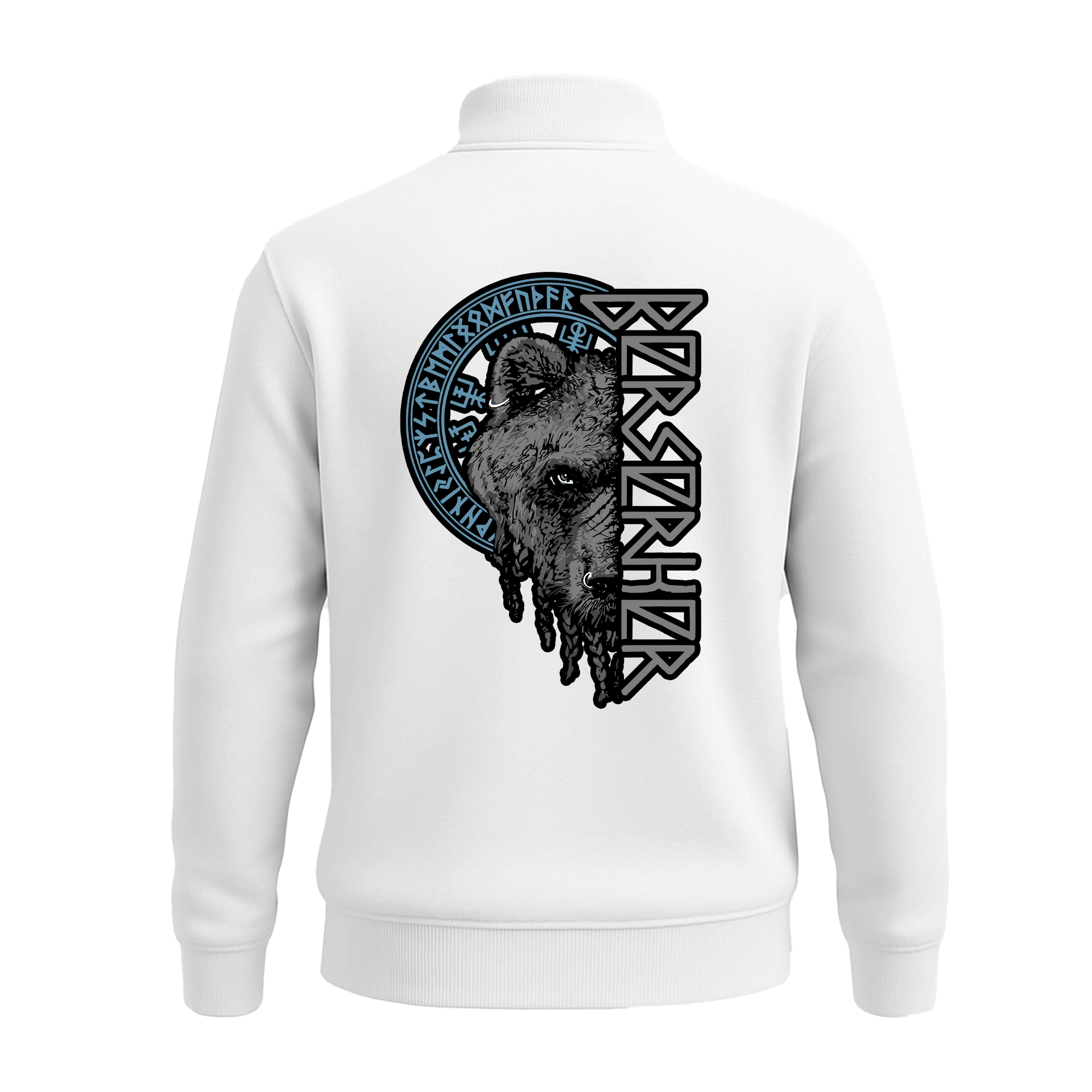 Berserker Bear Ön Ve Arka Baskılı Nordic Series    (Unisex Yarım Fermuarlı Sweat)