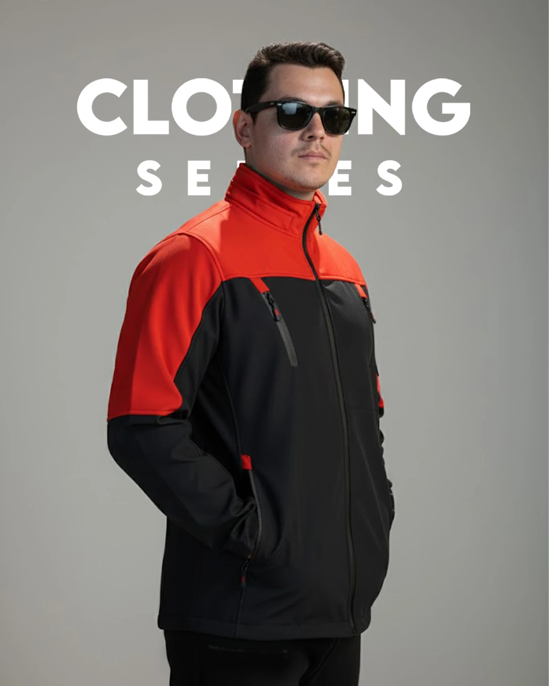 Soft Shell Kırmızı Siyah Segmented Model(Unisex Mont)