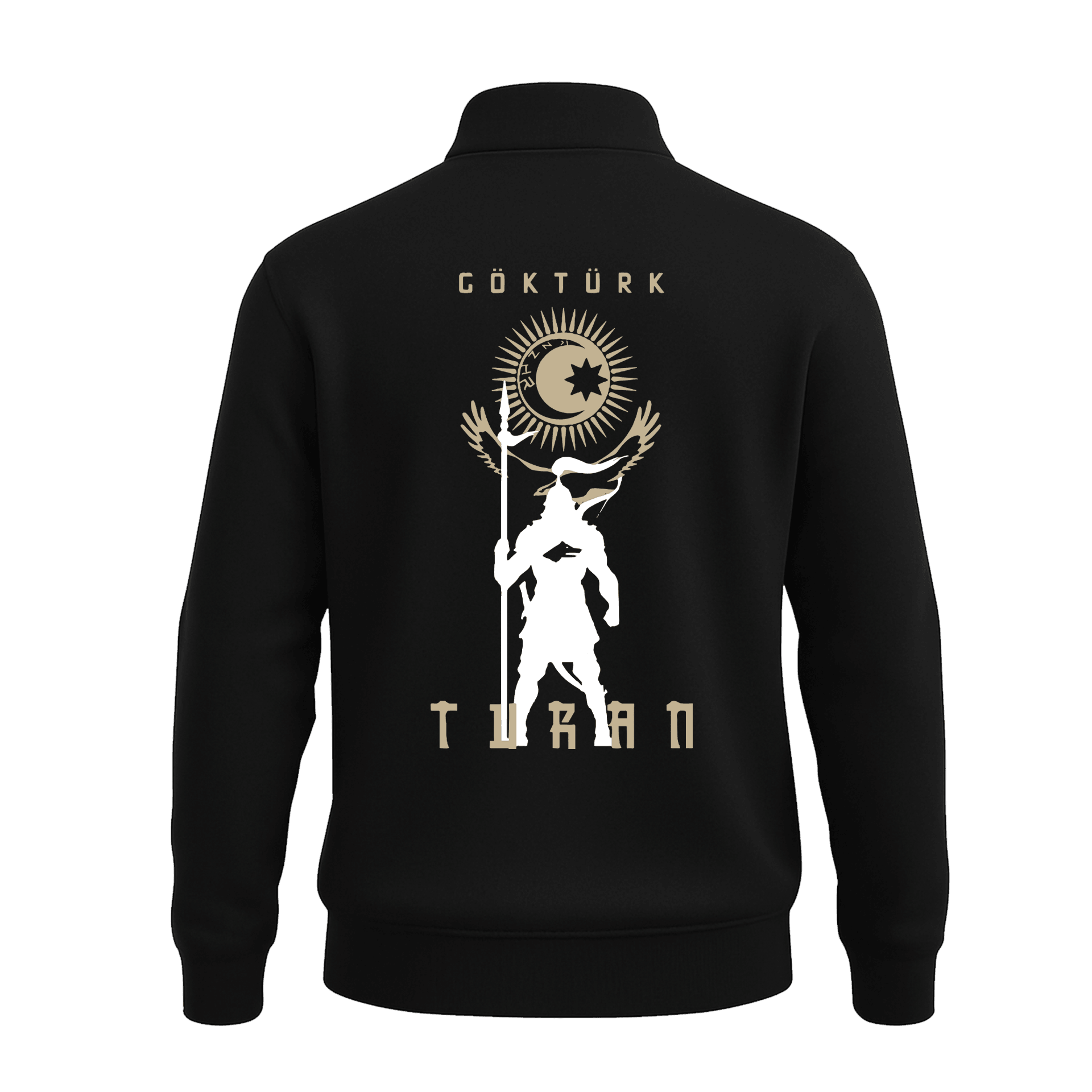 Göktürk  Ön Ve Arka  Baskılı (Unisex Yarım Fermuarlı Sweat)