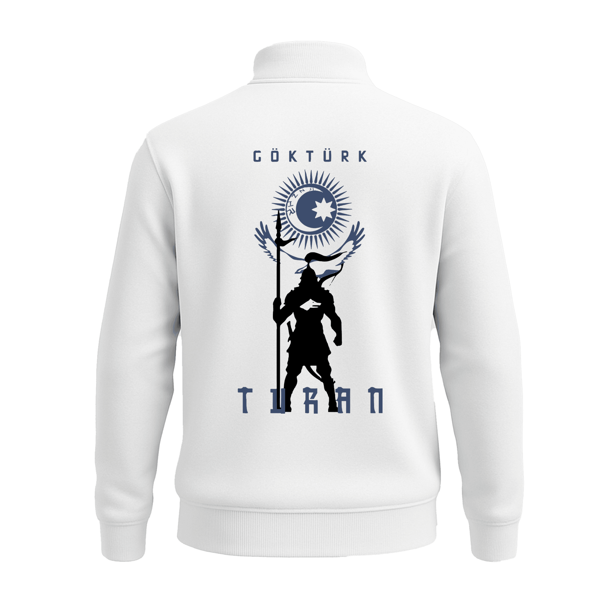 Göktürk  Ön Ve Arka  Baskılı (Unisex Yarım Fermuarlı Sweat)