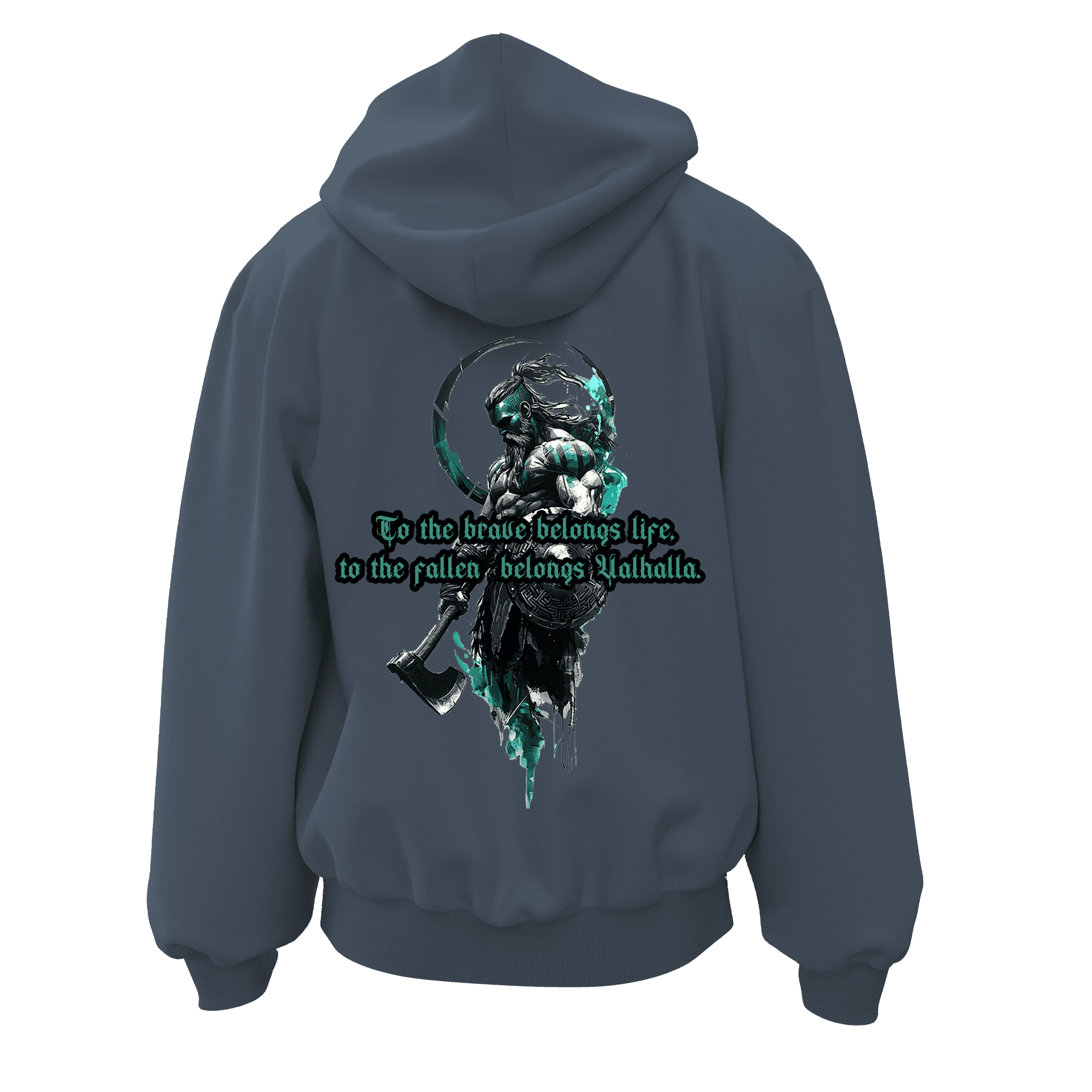 To the brave belongs life,  to the fallen  belongs Valhalla Ön Ve Arka  Baskılı  Nordic Series (Unisex Fermuarlı Hoodie )